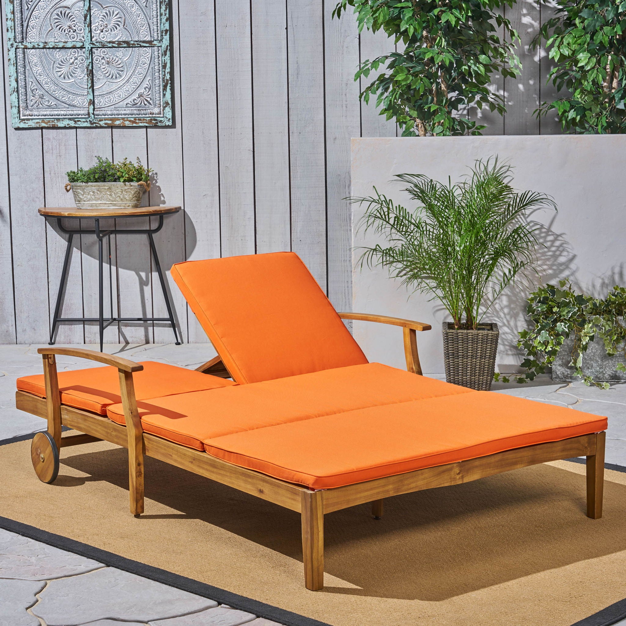 Etherealize - Outdoor Adjustable Double Chaise Lounge With Water Resistant Cushions