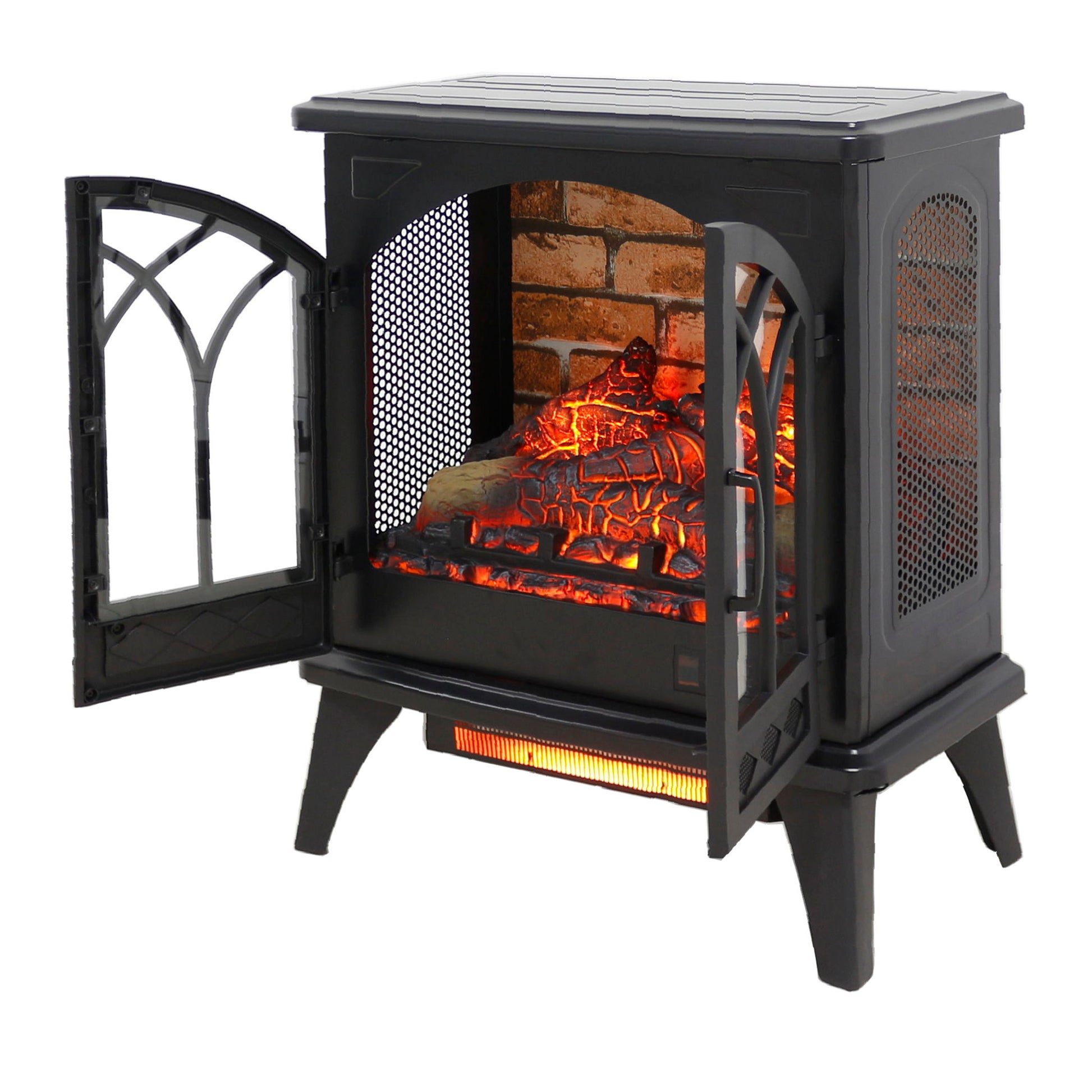 3D Flame Electric Infrared Quartz Fireplace Stove With Remote Control - Antique Black - Best Buy Furniture