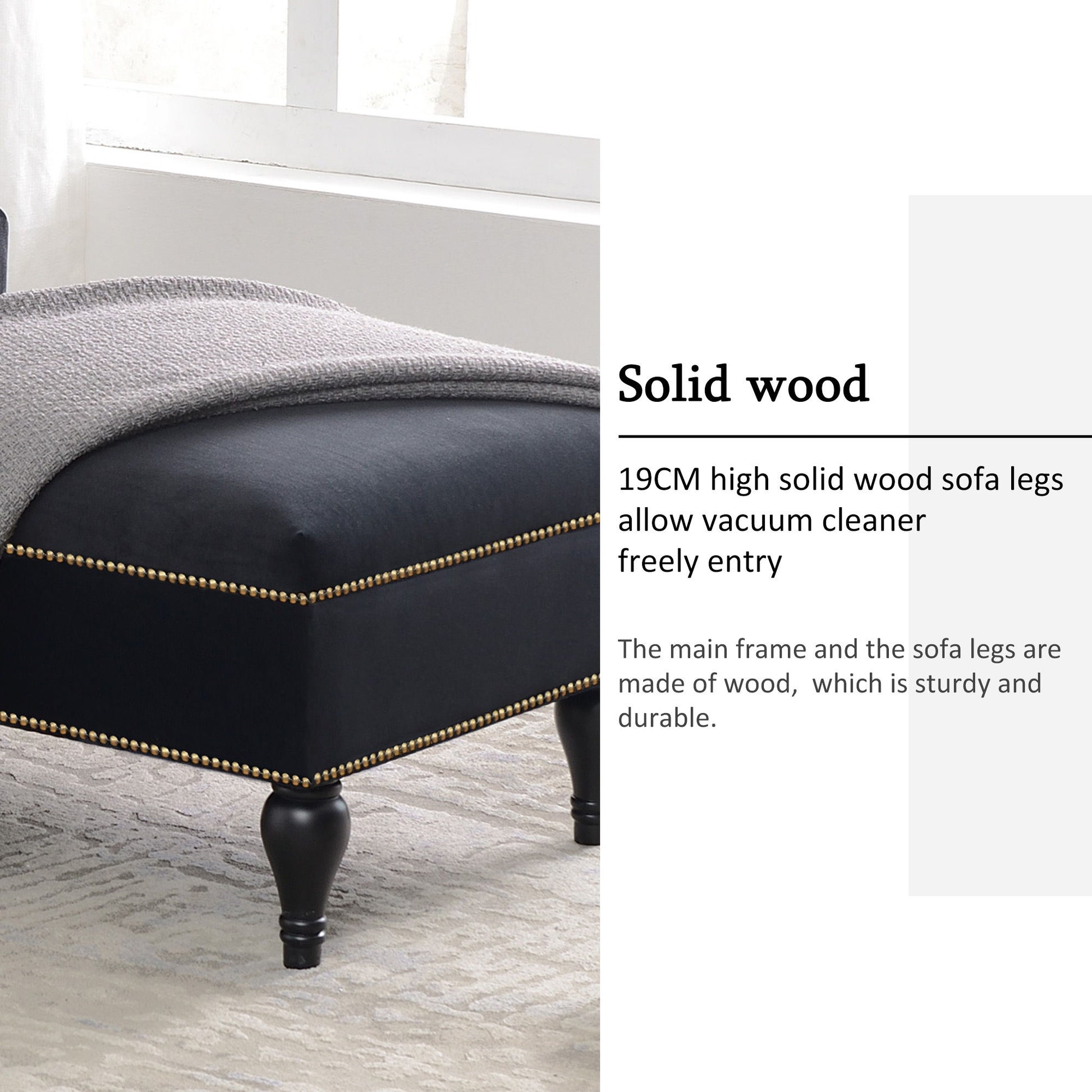 Velvet Chaise Lounge, Button Tufted Right Arm Facing Lounge Chair With Nailhead Trim For Living Room - Black - Best Buy Furniture