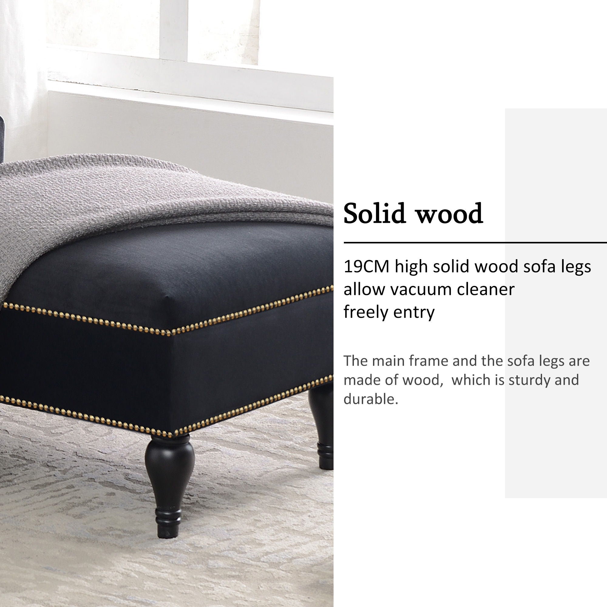 Velvet Chaise Lounge, Button Tufted Right Arm Facing Lounge Chair With Nailhead Trim For Living Room - Black - Best Buy Furniture