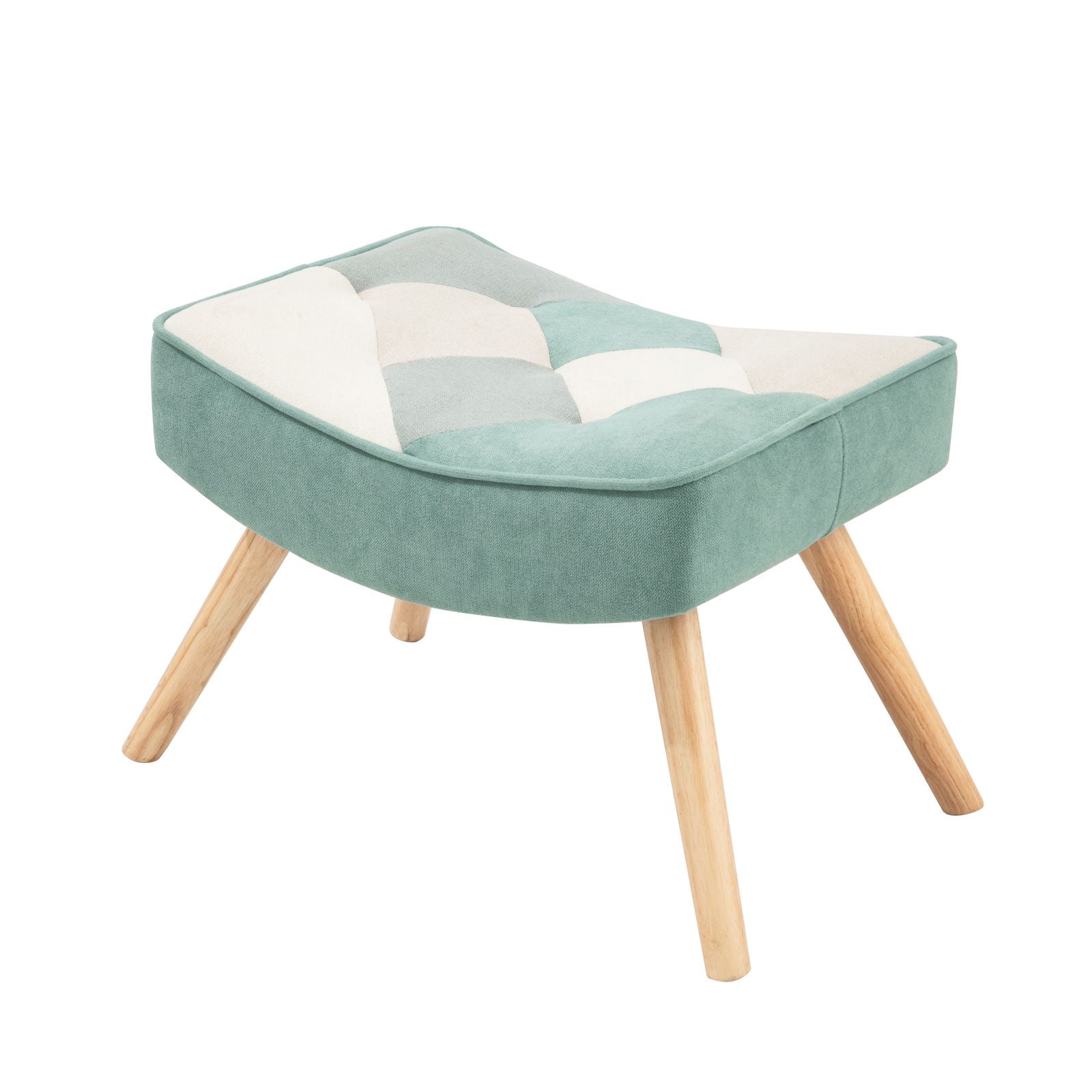 Accent Chair With Ottoman, Living Room Chair And Ottoman Set, Comfy Side Armchair For Bedroom, Creative Splicing Cloth Surface - Blue