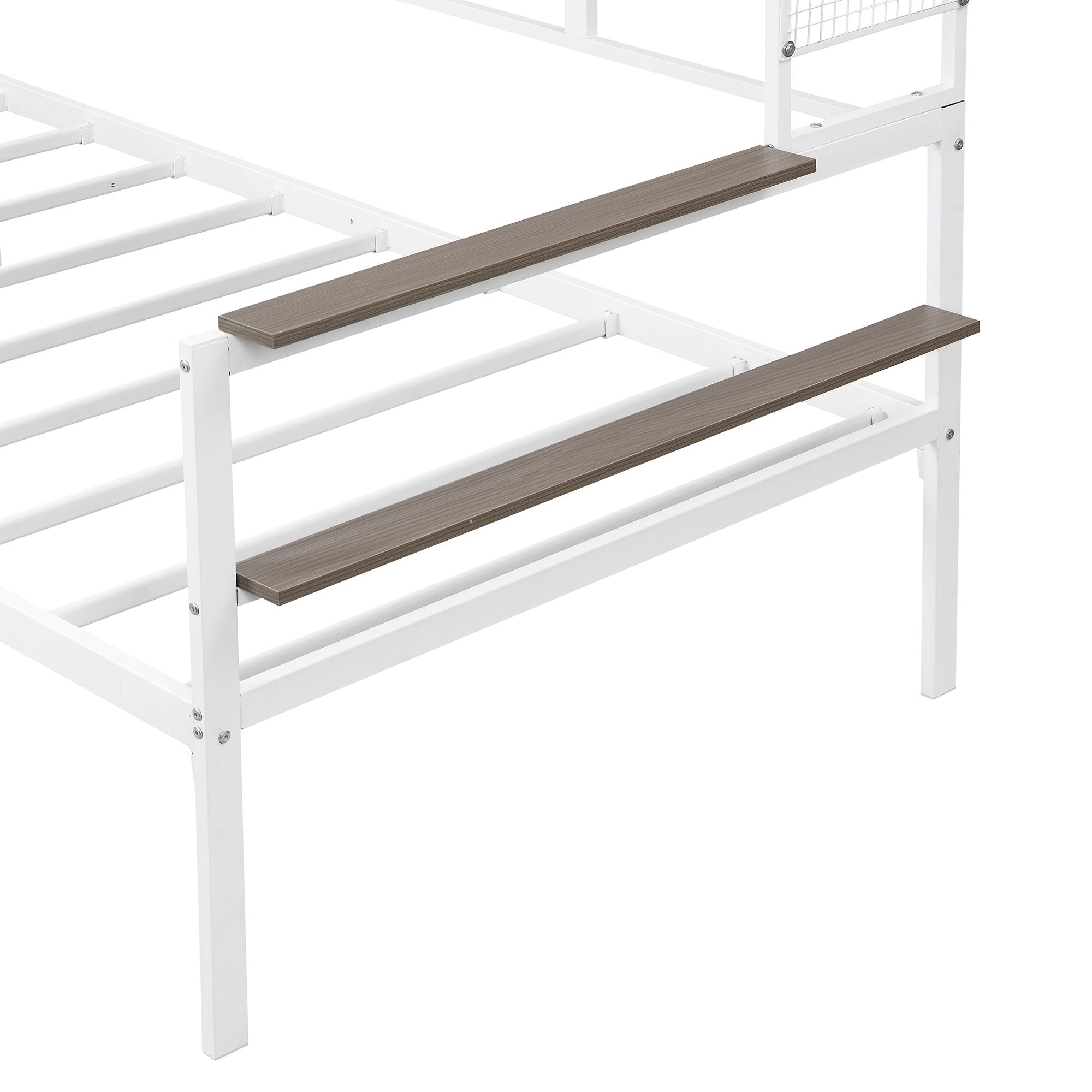 Daybed With Movable Desk, Grid, Shelves And Clothes Hanger