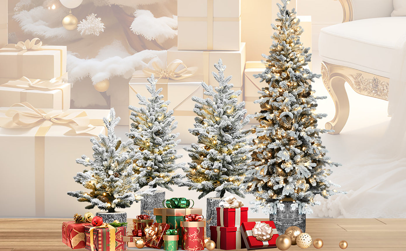 2FT Flocked Christmas Tree with Pot Base