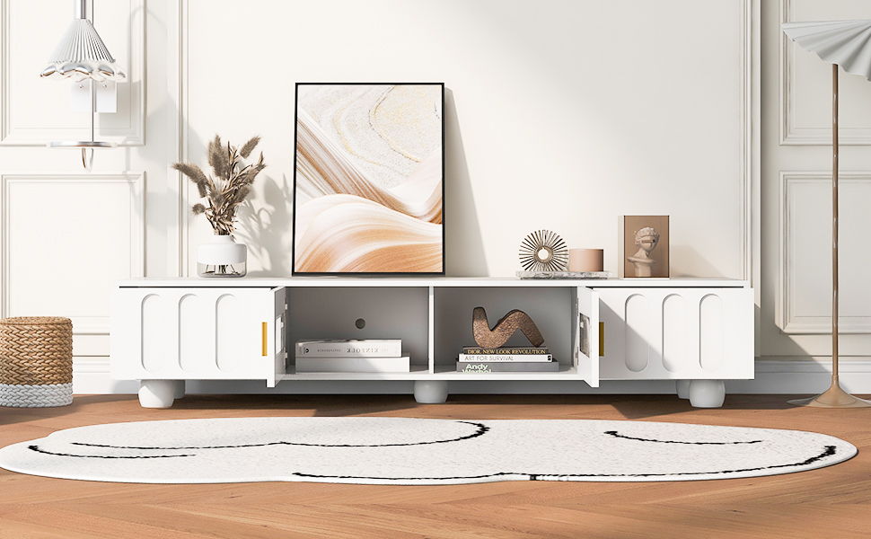 Modern TV Stand For TVs Up To 80", 2 Drawers And Cabinet