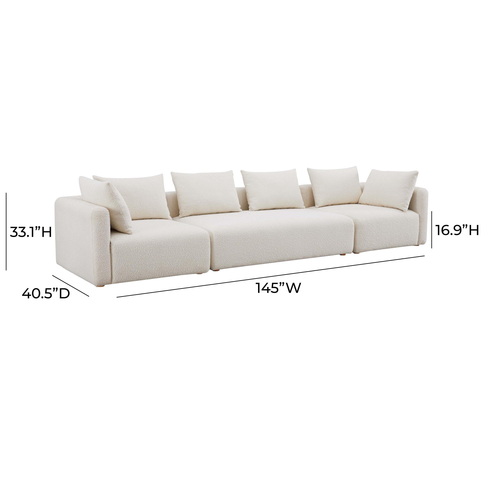 Hangover - 145" Long Boucle Sofa - Cream