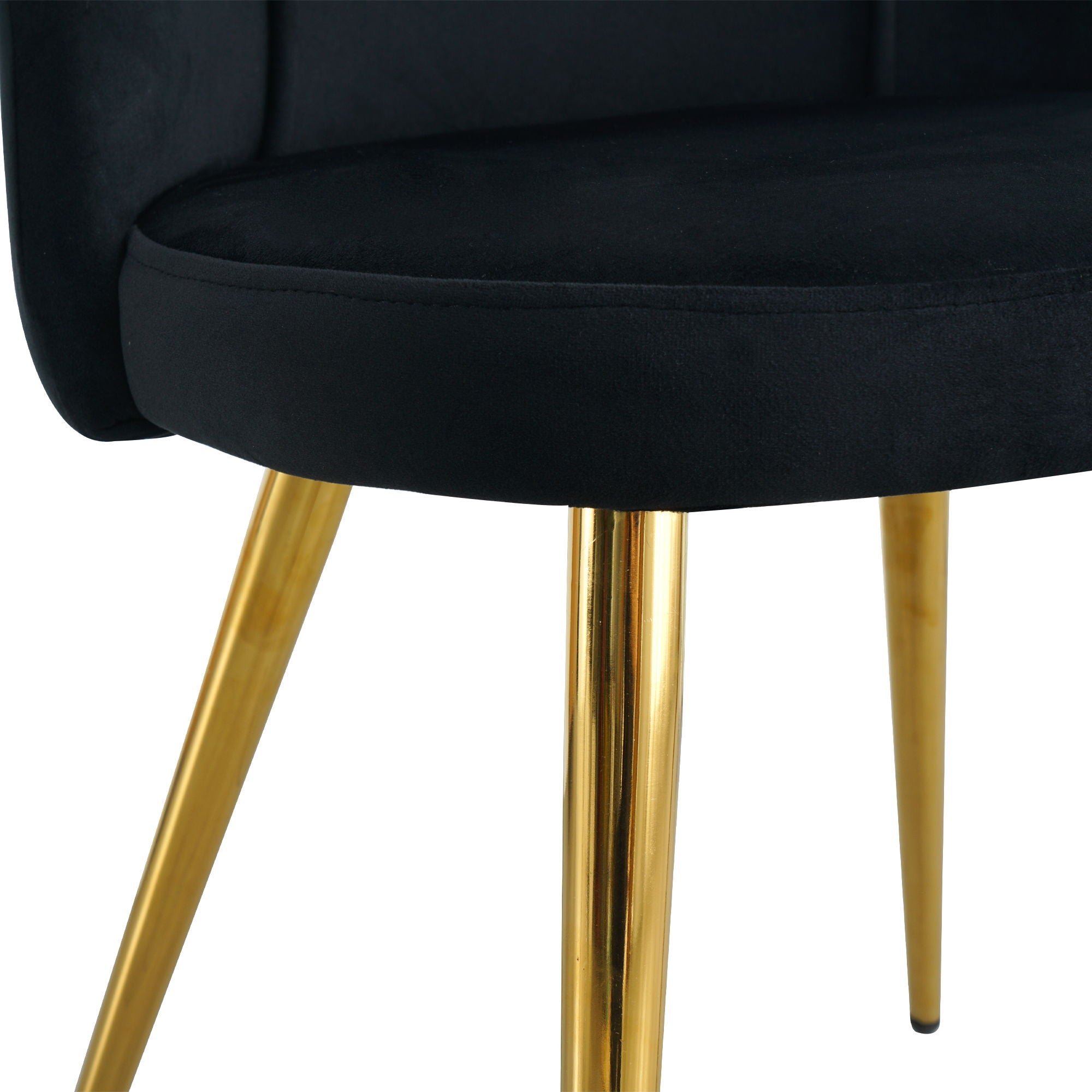 Modern Simple Velvet Dining Chair Set With Gold Metal Legs (Set of 4) - Black
