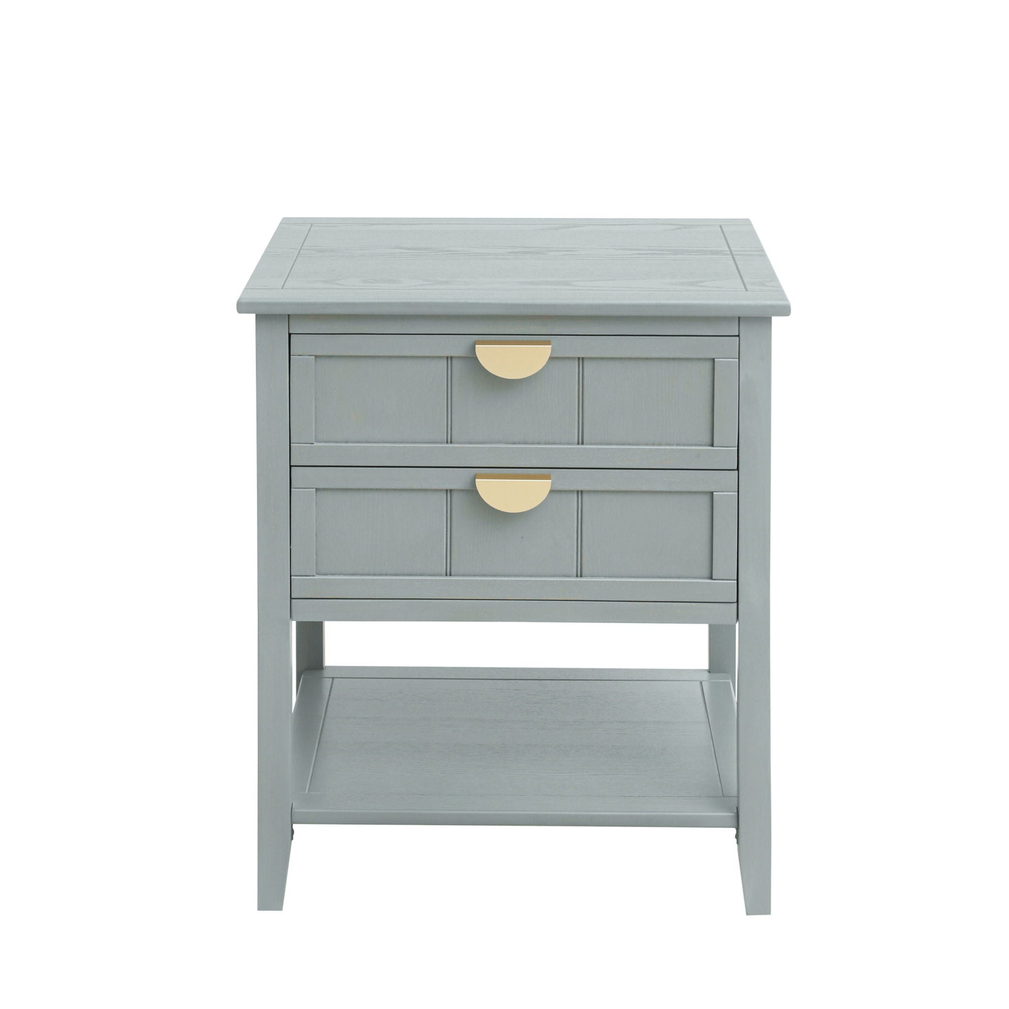 2 Drawer Side Table, American Style, End Table, Suitable For Bedroom, Living Room, Study