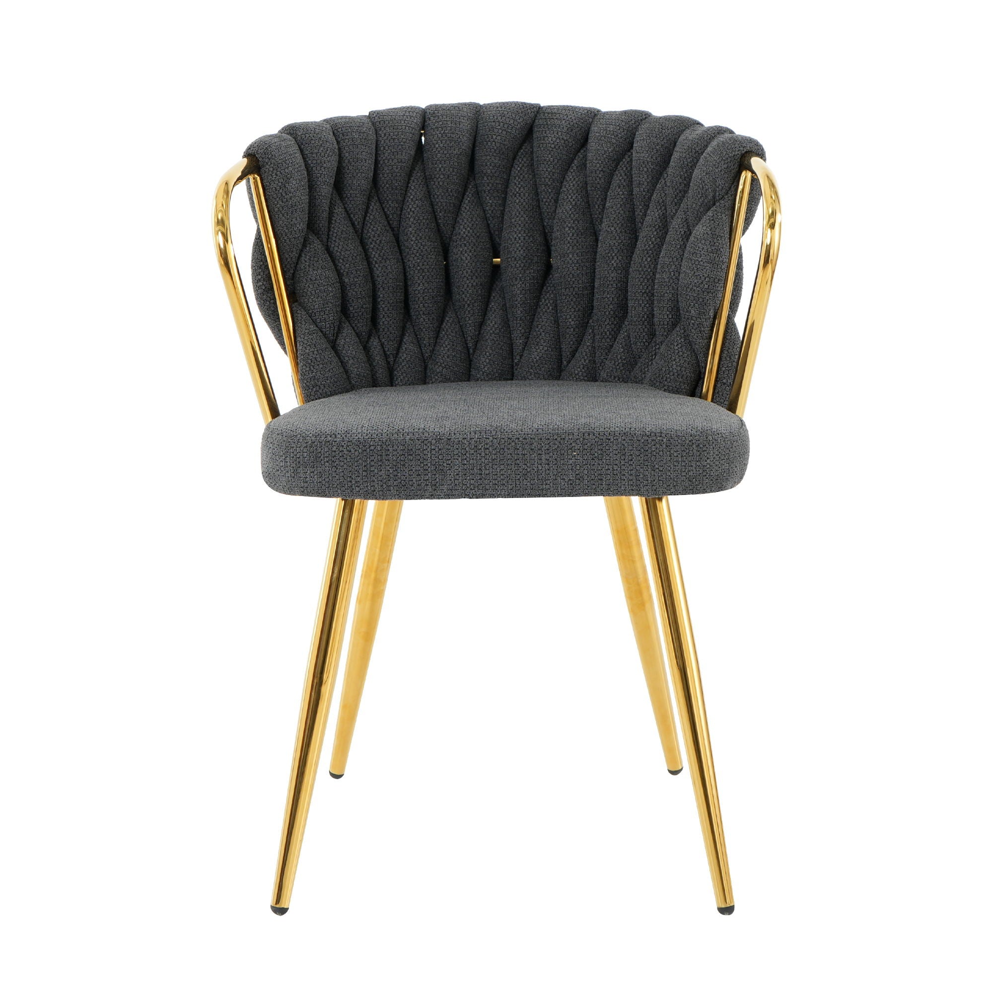 Modern Simple Linen Dining Chair With Plated Metal Legs (Set of 2)
