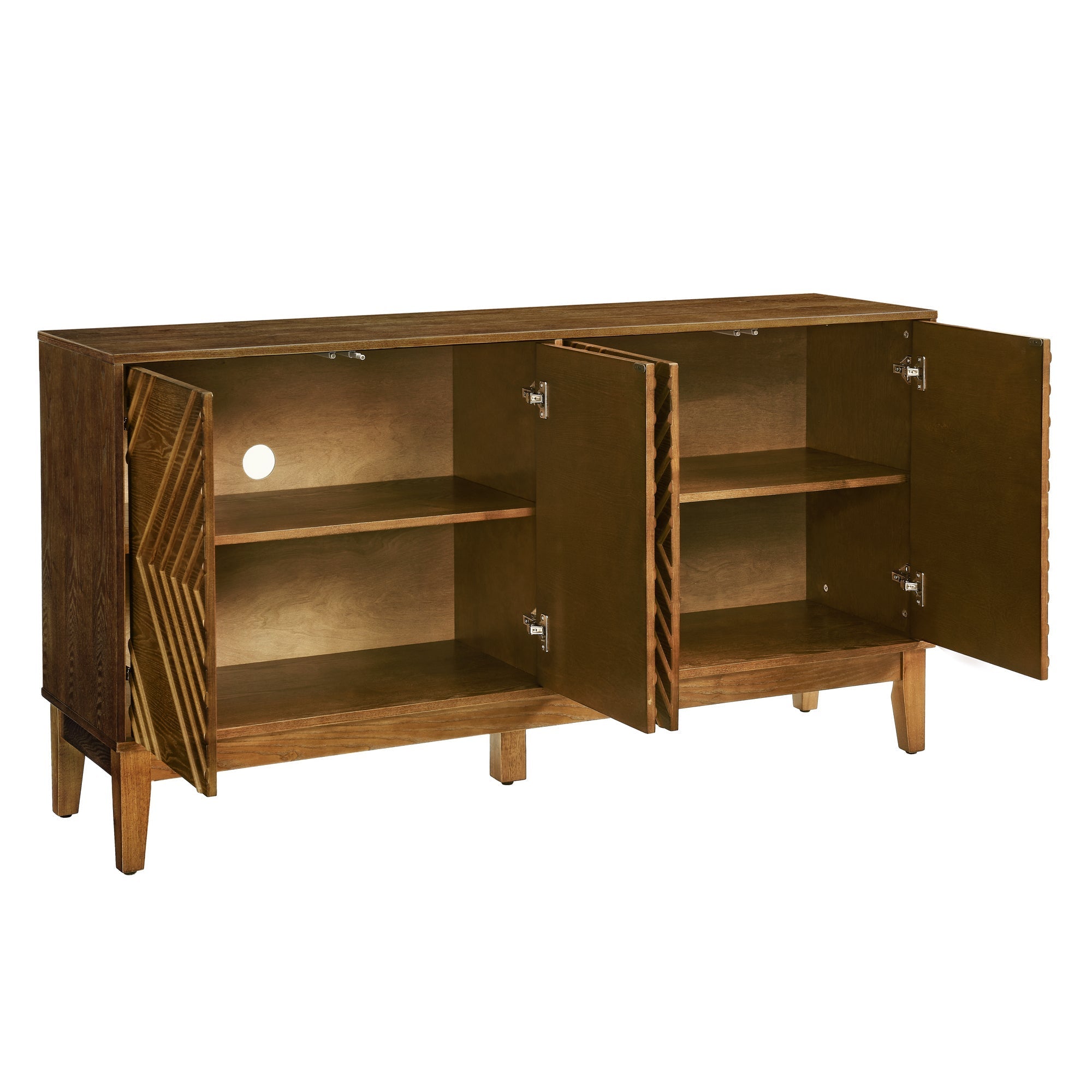 Diamond Fluted Sideboard Storage Cabinet with Adjustable Shelves