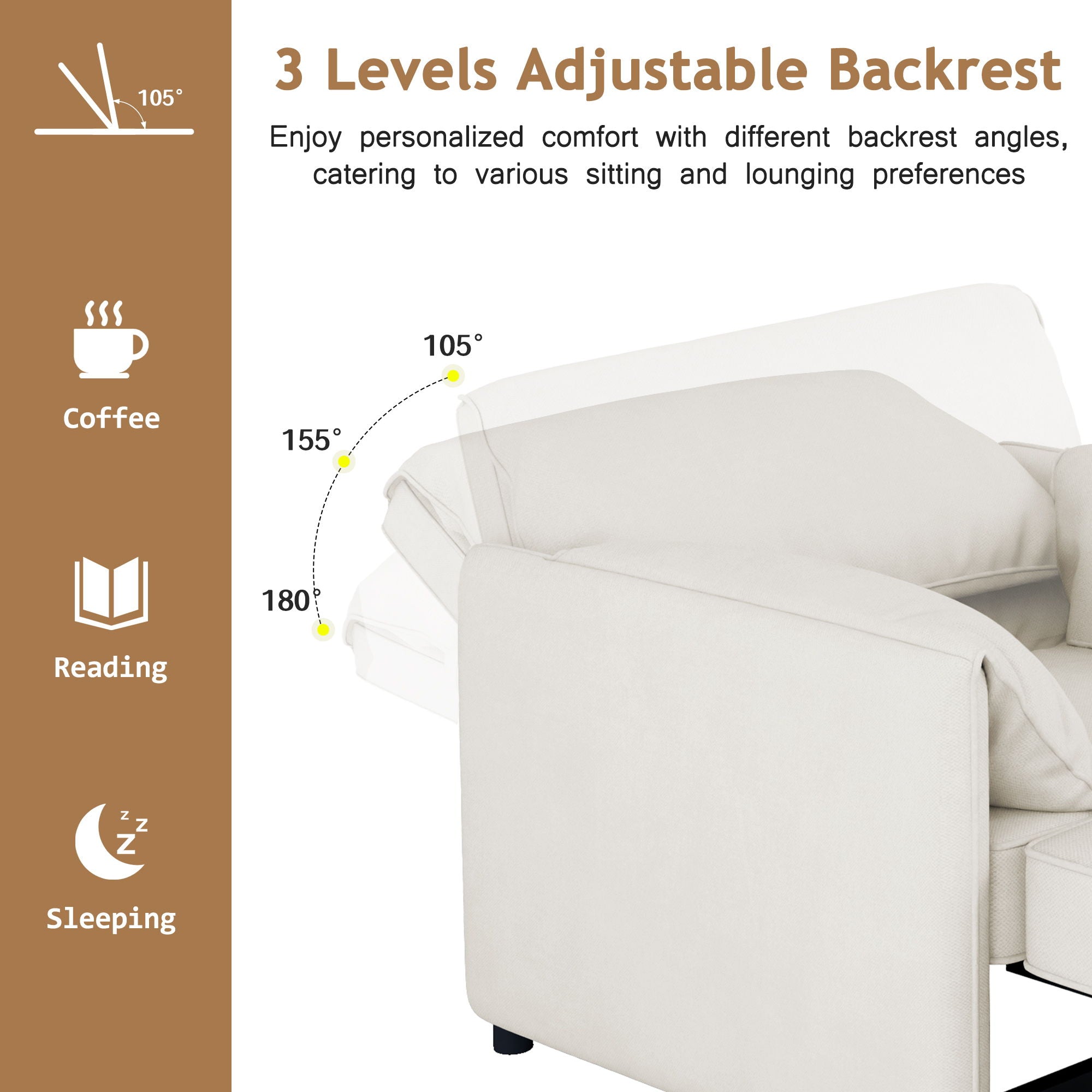 Convertible Pull Out Sofa Bed, 3 In 1 Convertible Sleeper Chair Adjustable Backrest With Thicked Cushions