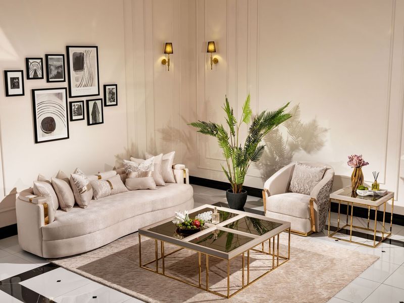 Carmela - Mansion Sofa - Almond/Gold