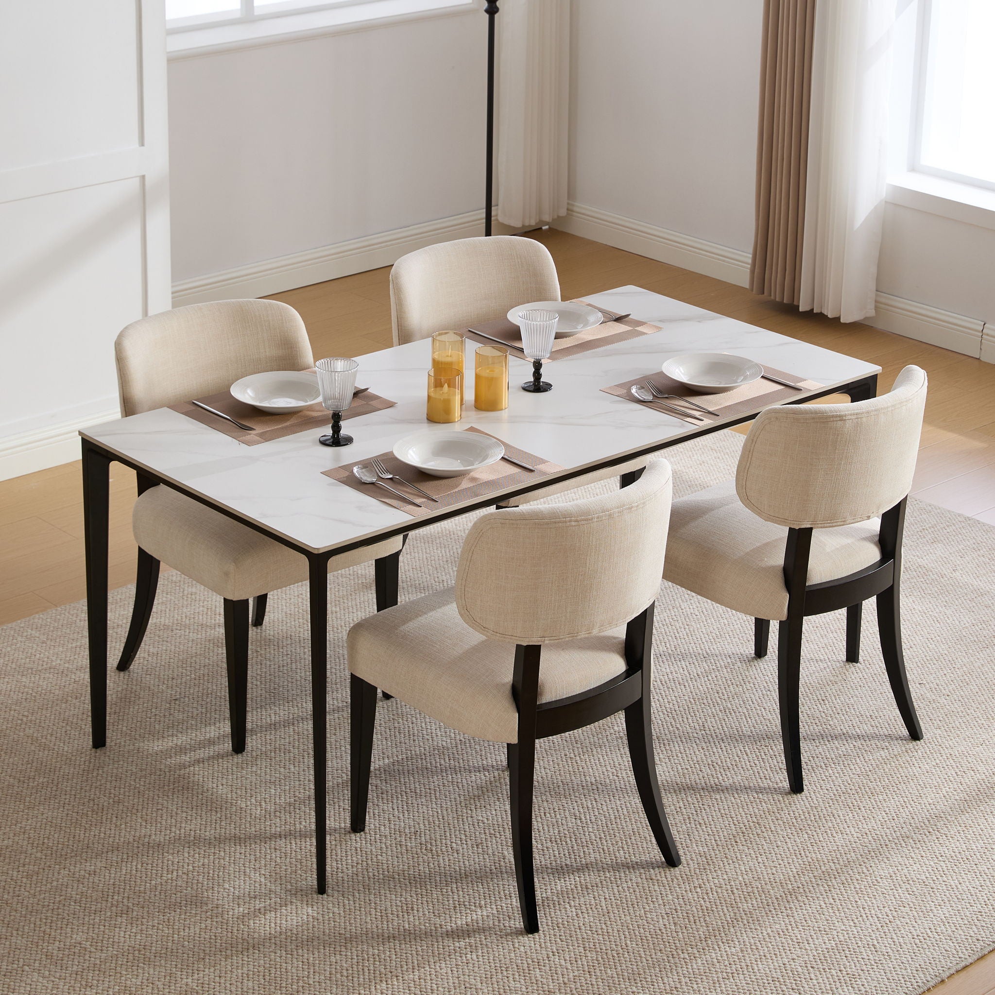 Kitchen Dining Chairs (Set of 2) - Cream