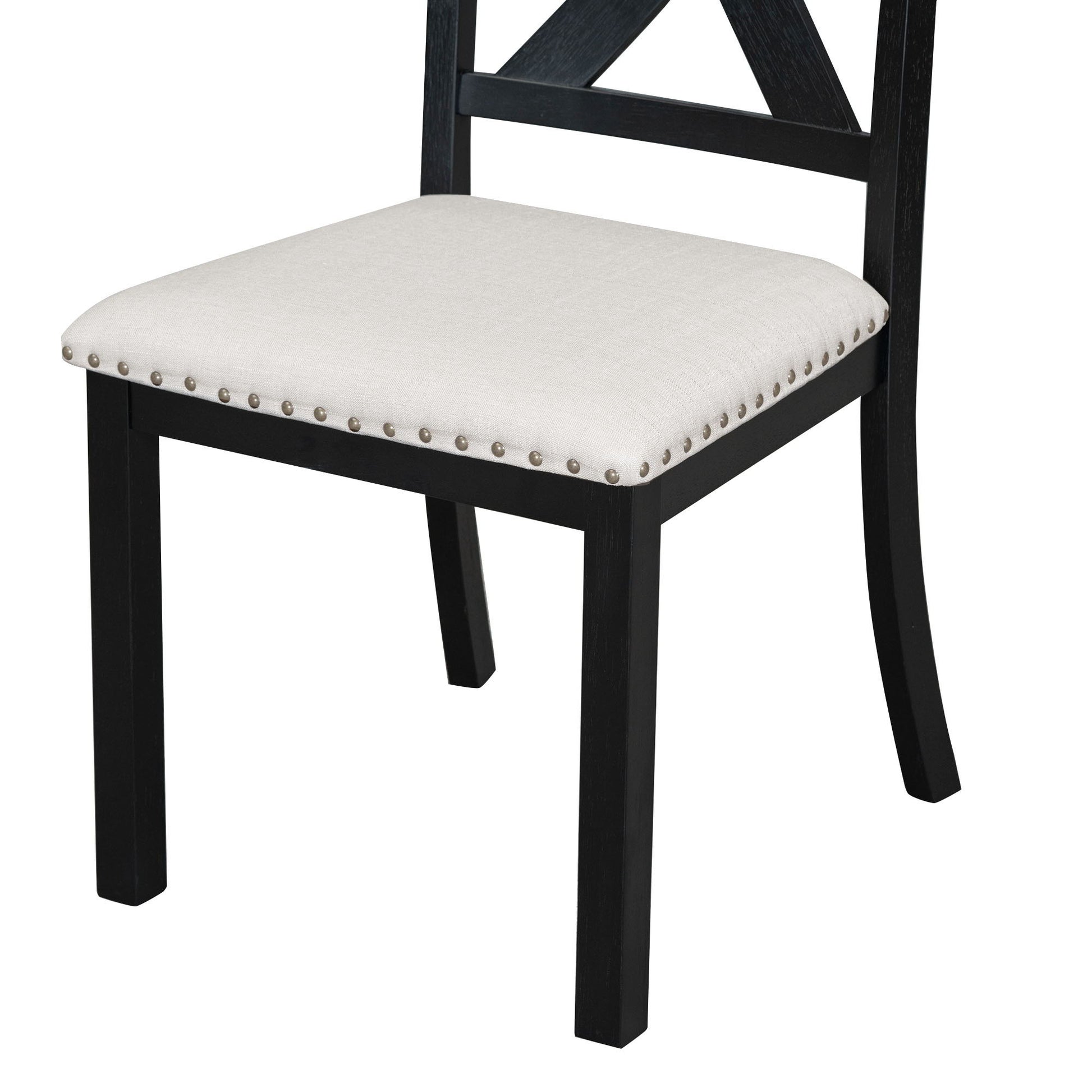 Topmax - 6 Piece Farmhouse Extendable Dining Table With Footrest, 4 Upholstered Dining Chairs And Dining Bench, Two 11" Removable Leaf - Best Buy Furniture