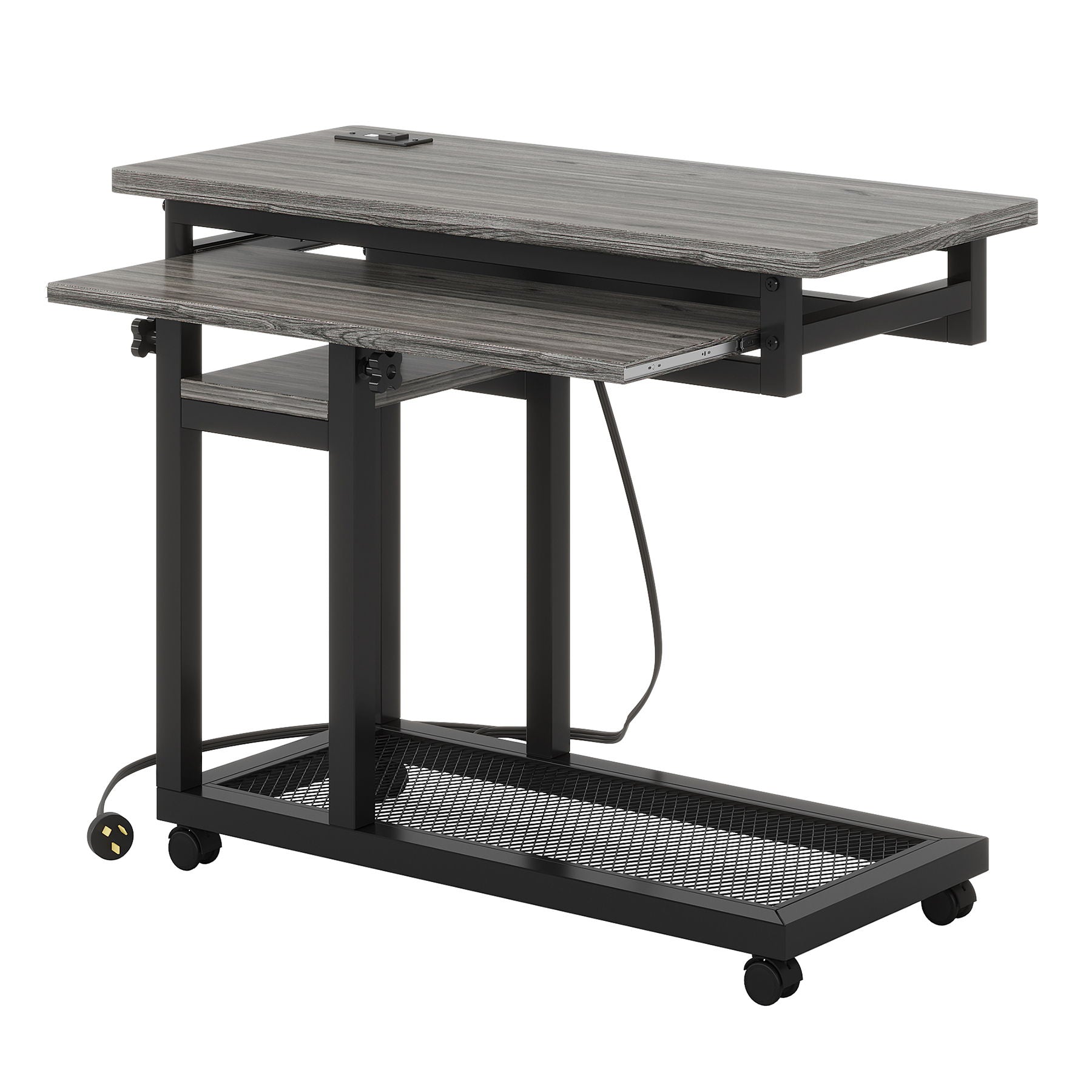 Adjustable Portable C-Shaped Desk With Power Outlet & USB Ports