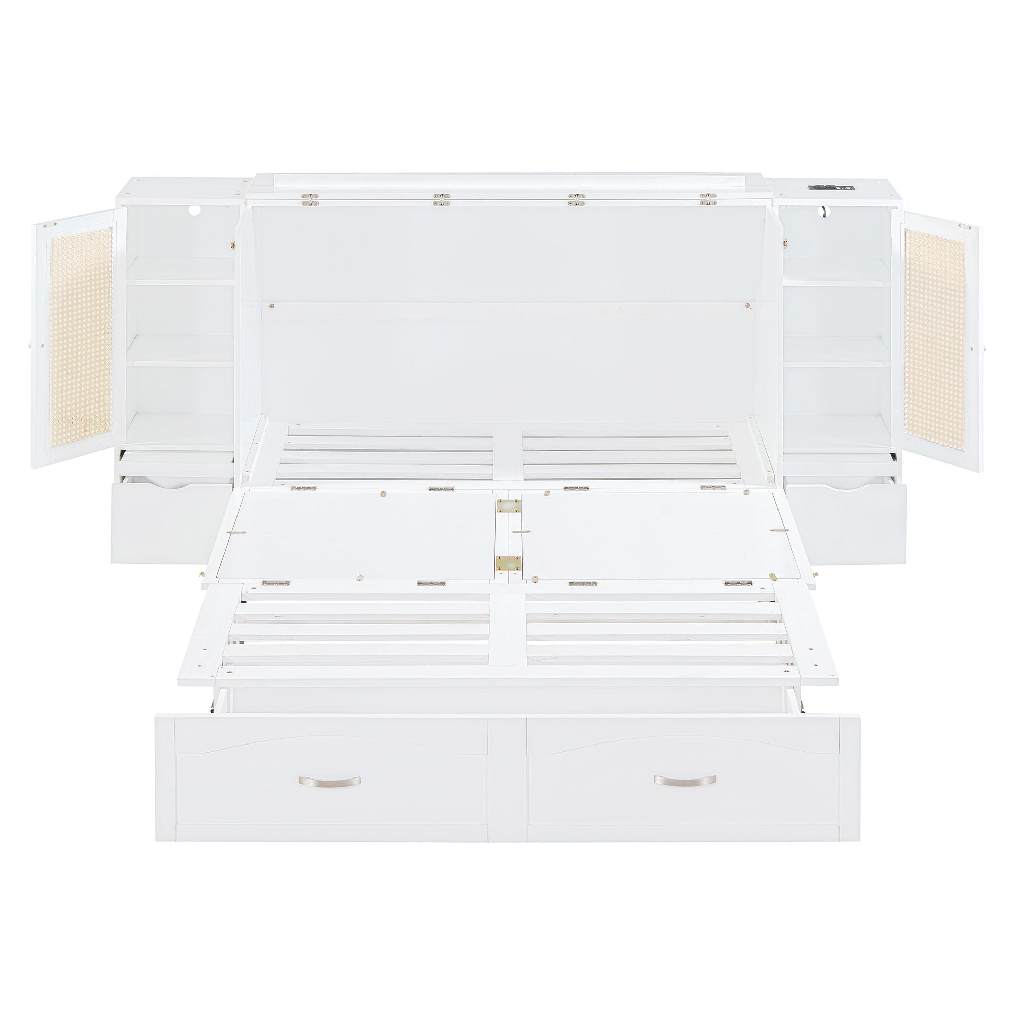 Murphy Wall Bed With Drawer And Rattan Decoration
