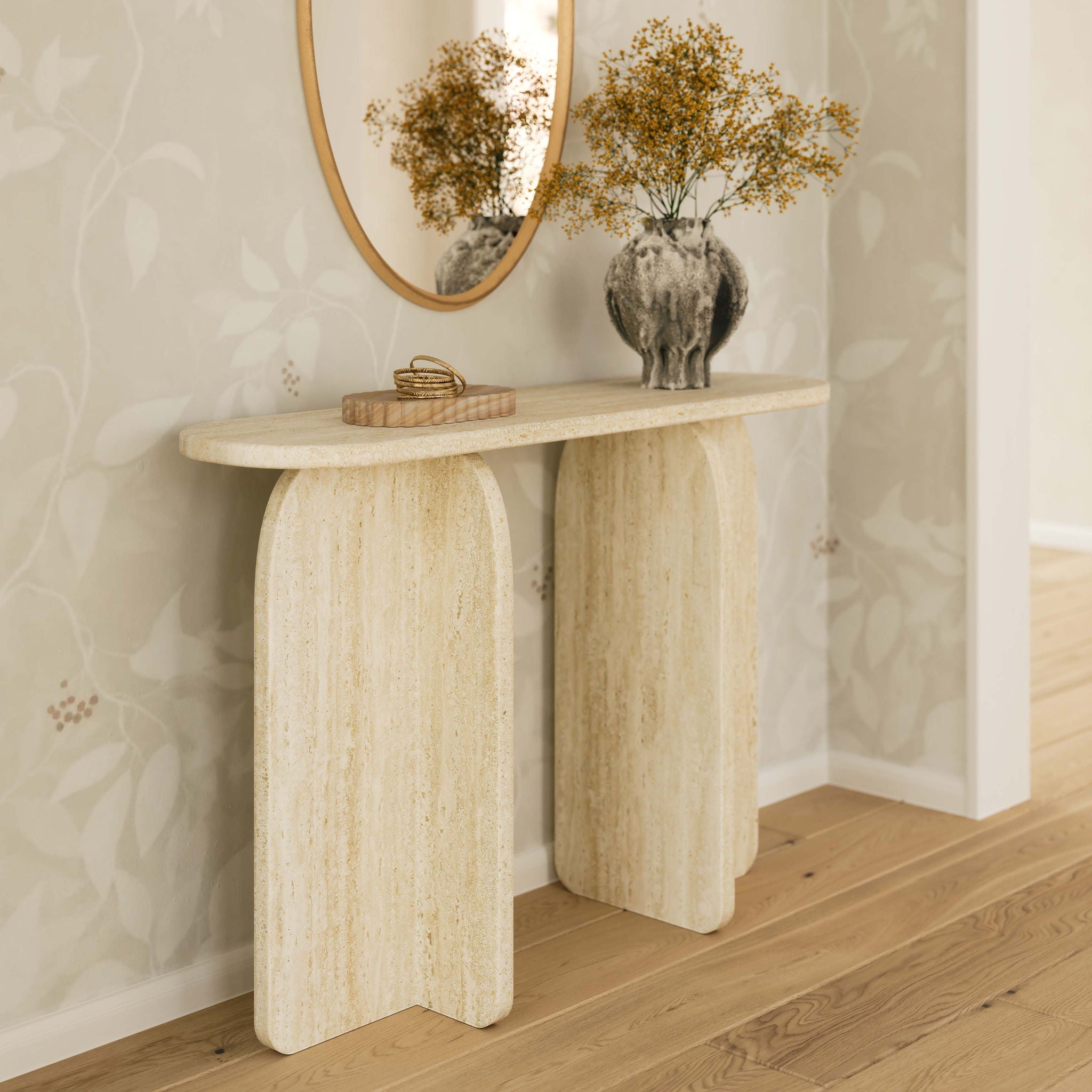 Clementine - Console Table - Travertine
