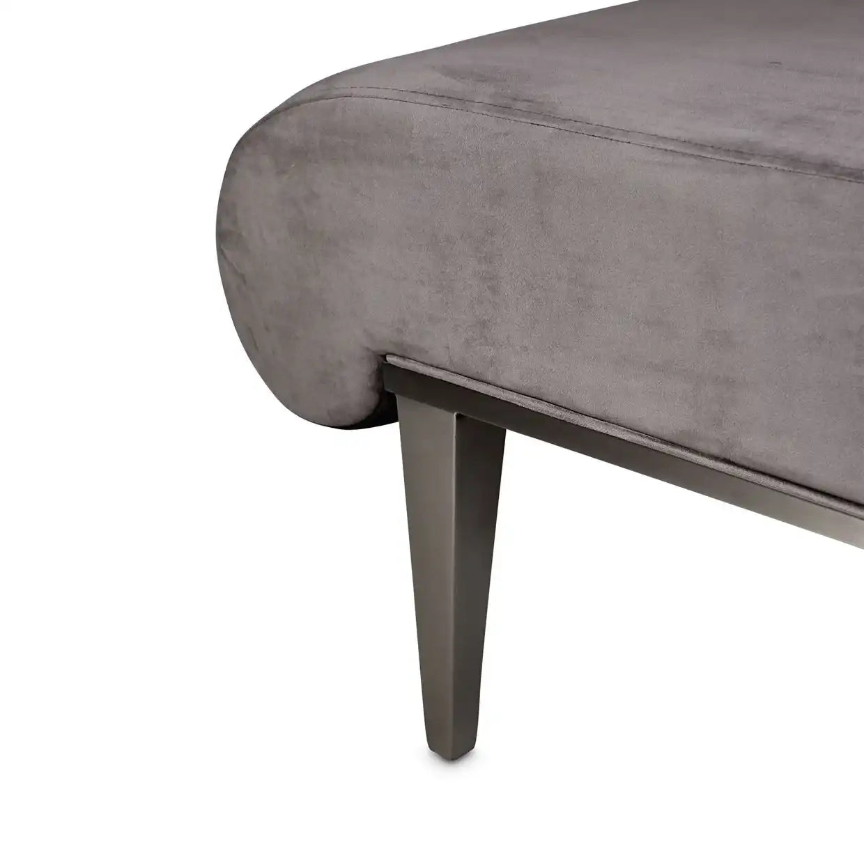 Roxbury Park - Velvet Chaise - Gray Pearl / Stainless Steel