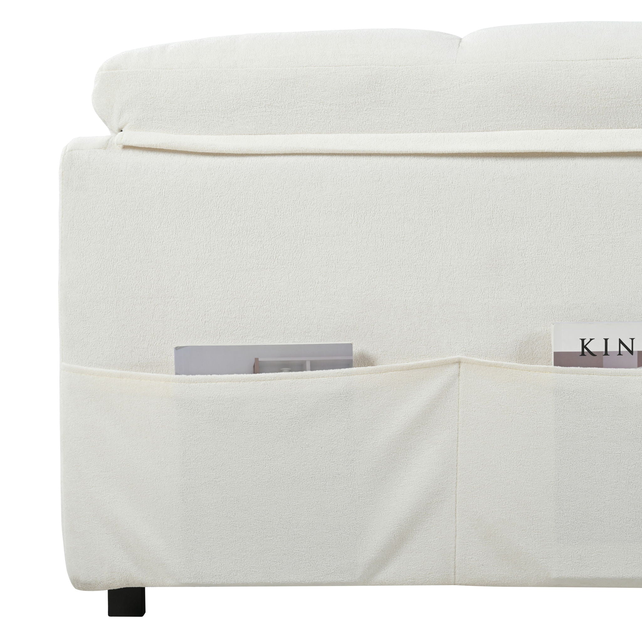 Convertible Pull Out Sofa Bed Queen Size, 3 In 1 With Side Storage