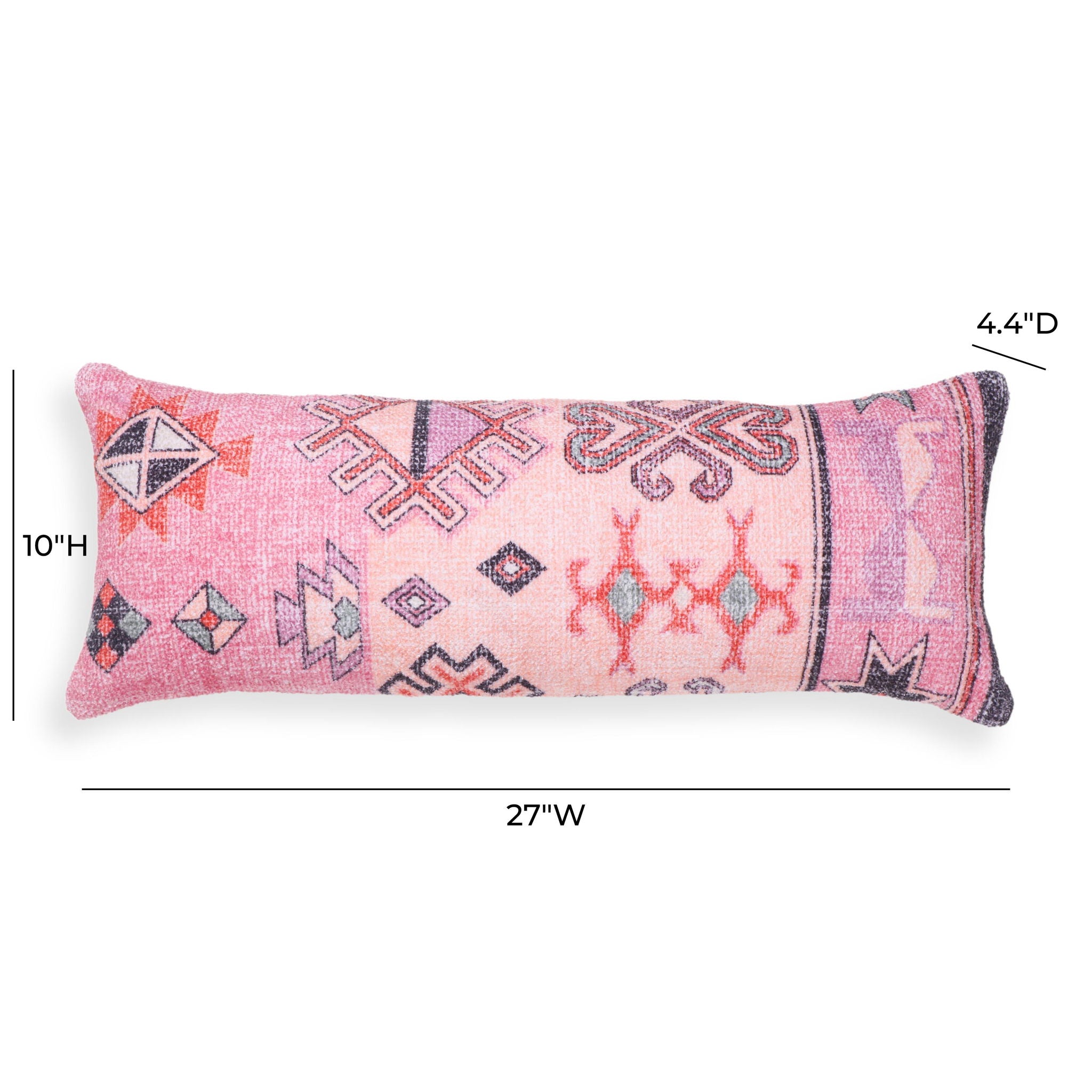 Persia - 27" x 10" Cotton Bolster Pillow - Pink