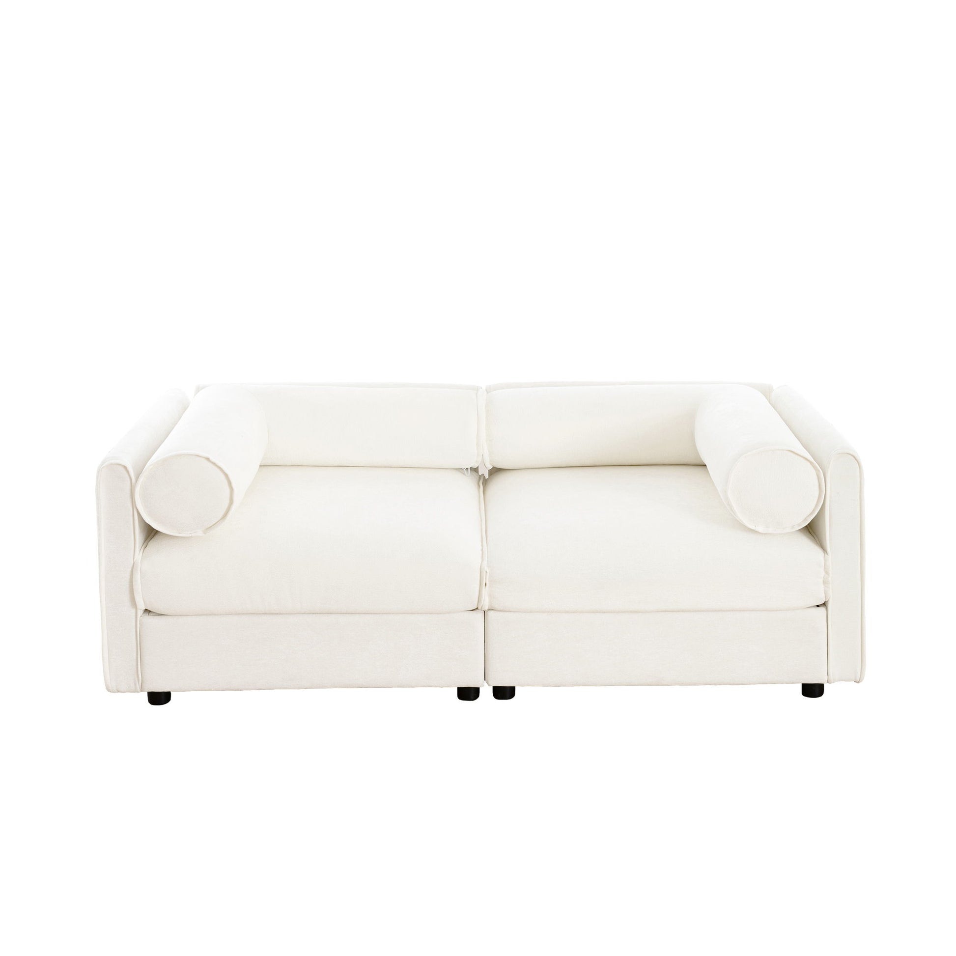 Stylish Chenille Sofa With Storage Seat And Cylindrical Backrest - Best Buy Furniture