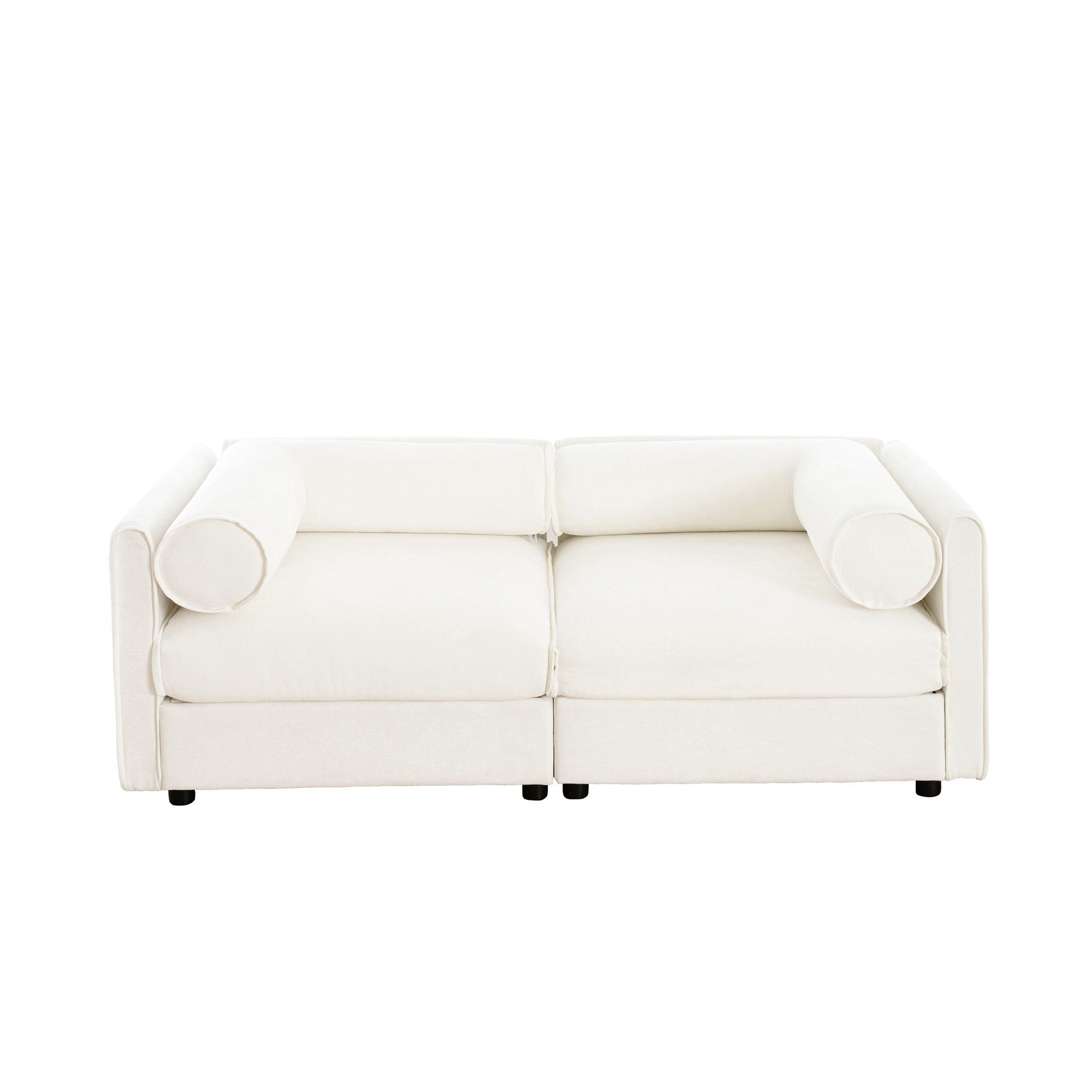 Stylish Chenille Sofa With Storage Seat And Cylindrical Backrest - Best Buy Furniture