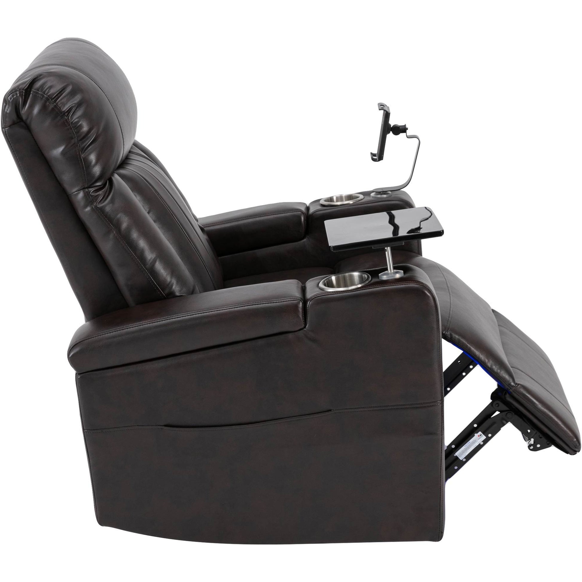 Power Recliner With Storage Arms, Cupholders, Swivel Tray Table And Cell Phone Stand - Brown - Best Buy Furniture