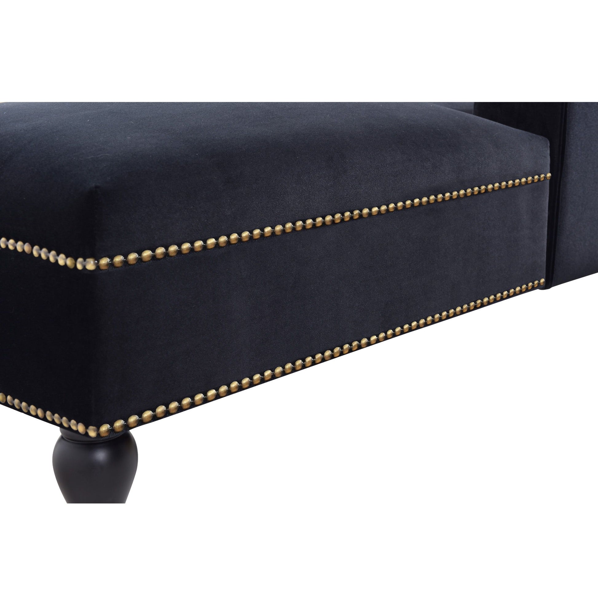 Velvet Chaise Lounge, Button Tufted Right Arm Facing Lounge Chair With Nailhead Trim For Living Room - Black - Best Buy Furniture