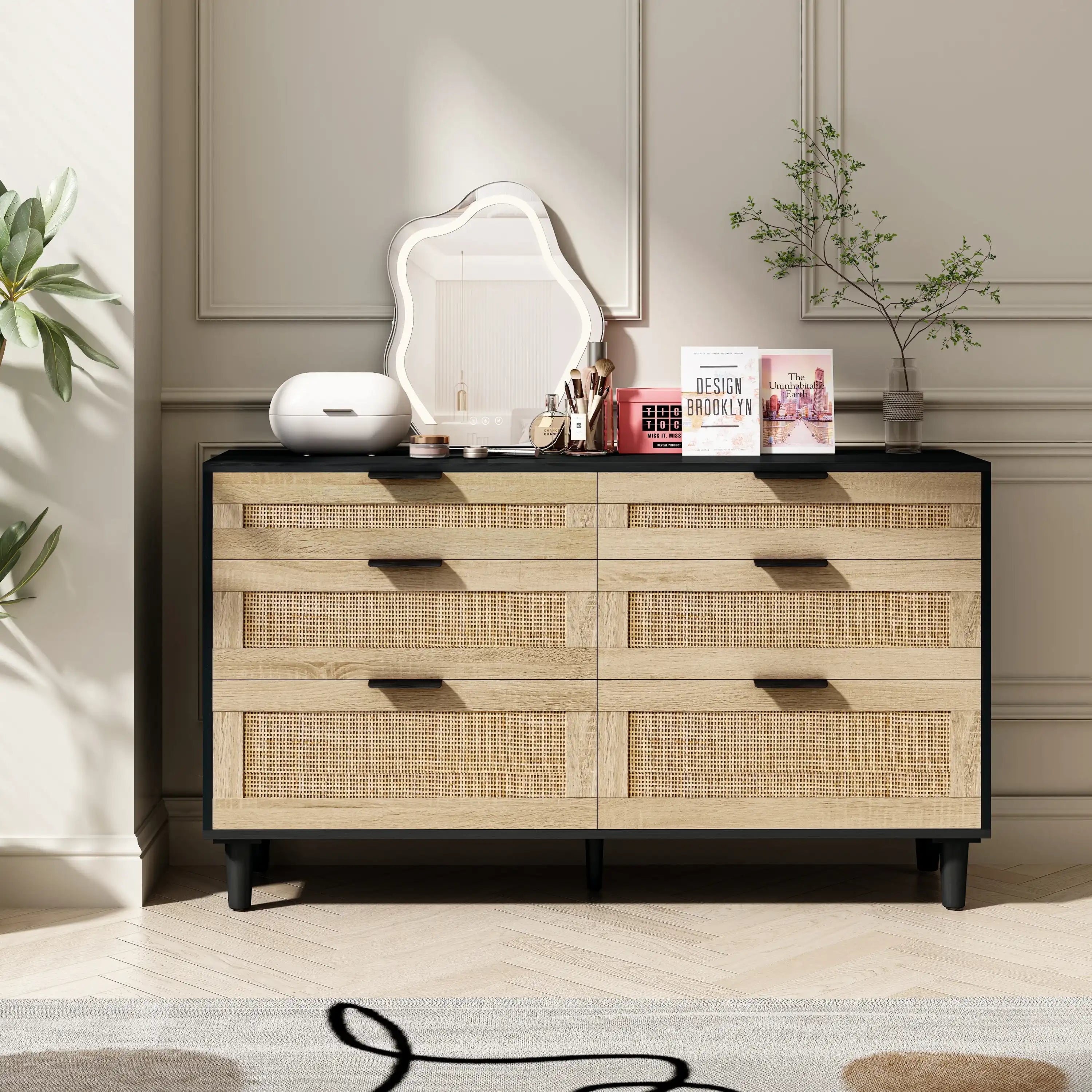 Noa Rattan 6 Drawer Dresser