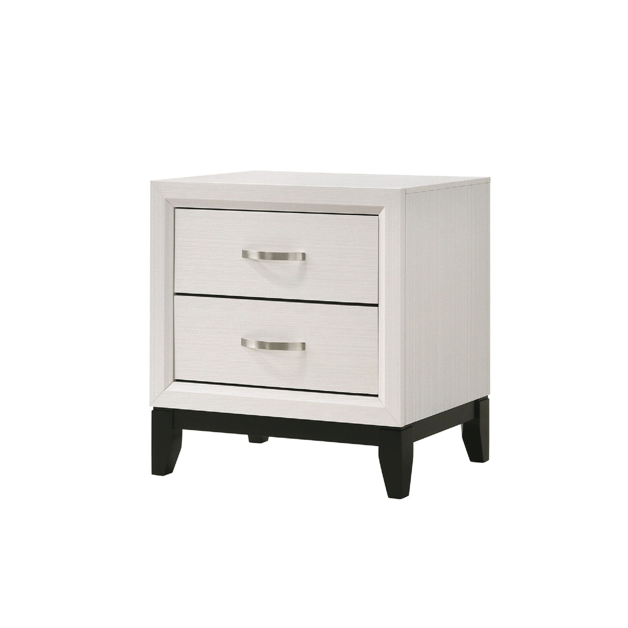 2 Drawer Nightstand With Handles Furniture For Bedroom - White