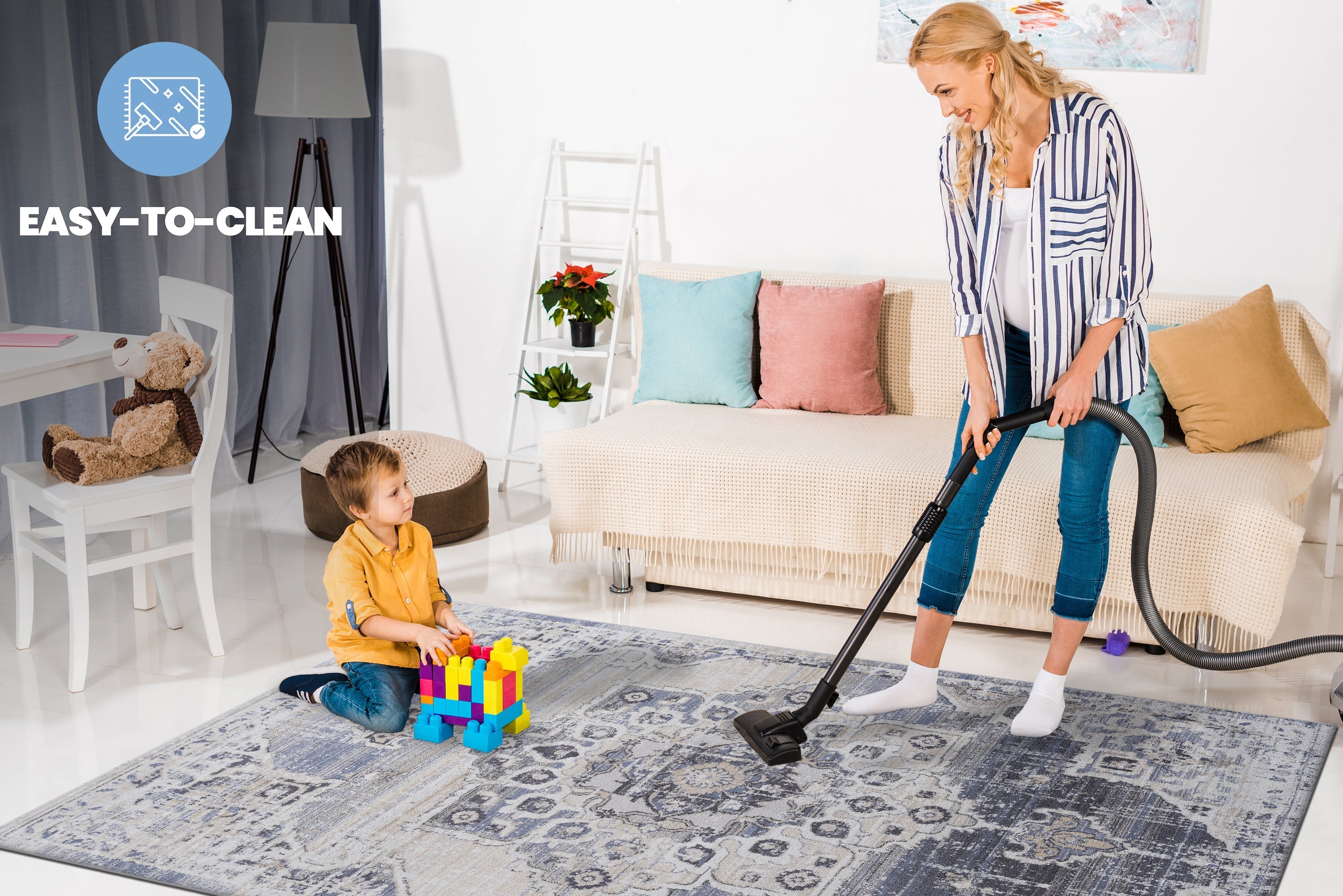 NAAR PAYAS Collection Medallion Non-Shedding  and Stain Resistant Area Rug