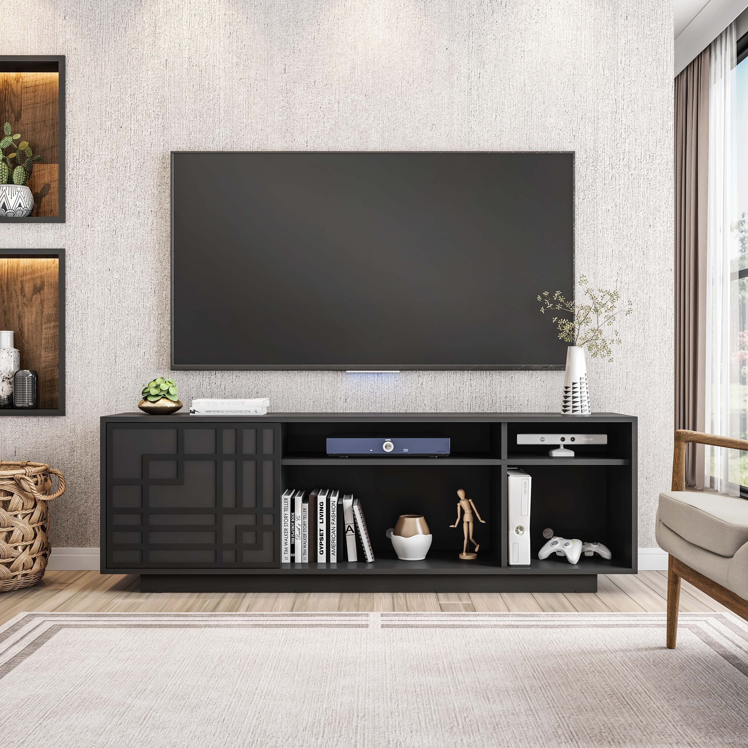 Techni Mobili Contemporary TV Stand for TVs Up to 70 IN., Black