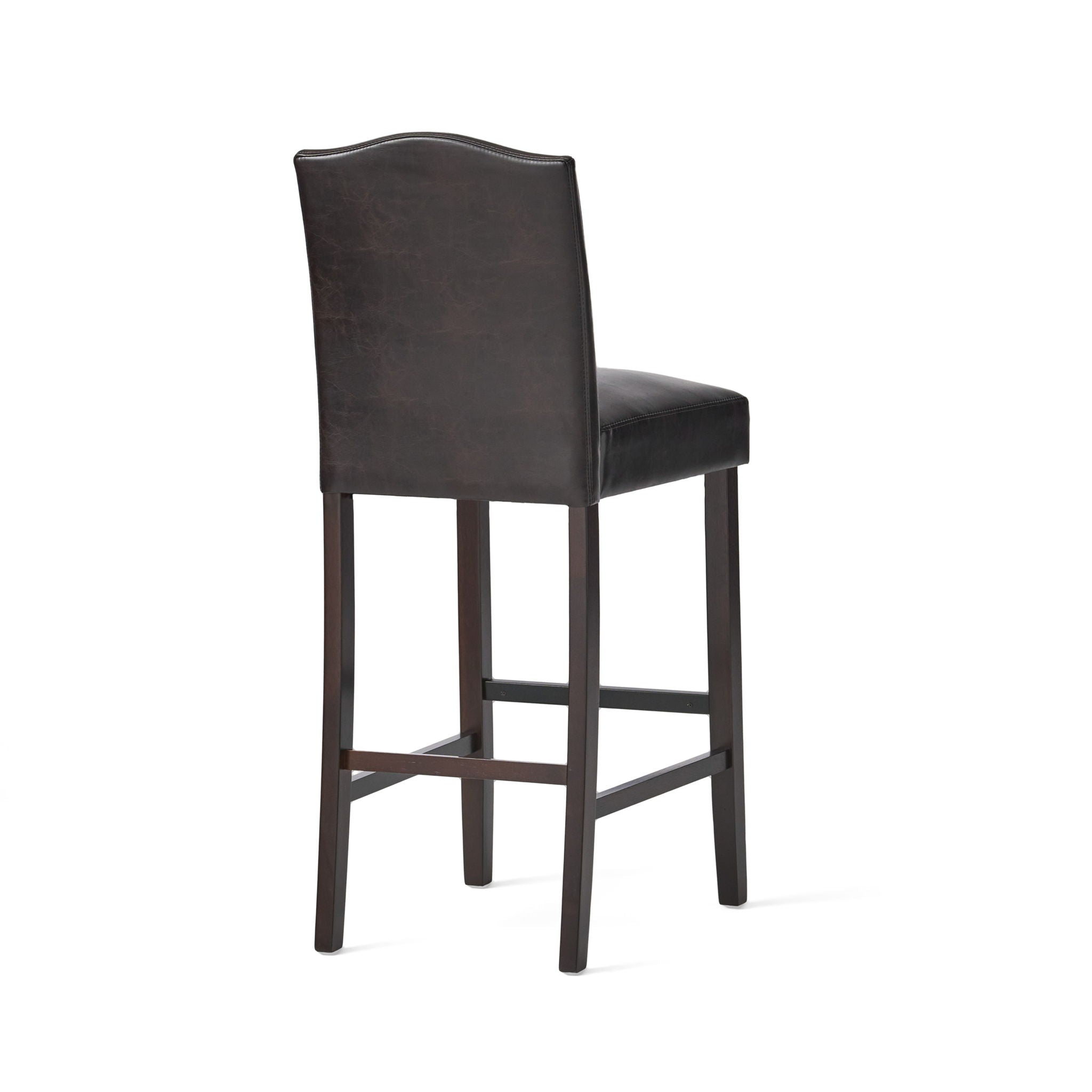 Bar Stools (Set of 2), Upholstered Barstools Armless, Rubber Wood Leg - Brown