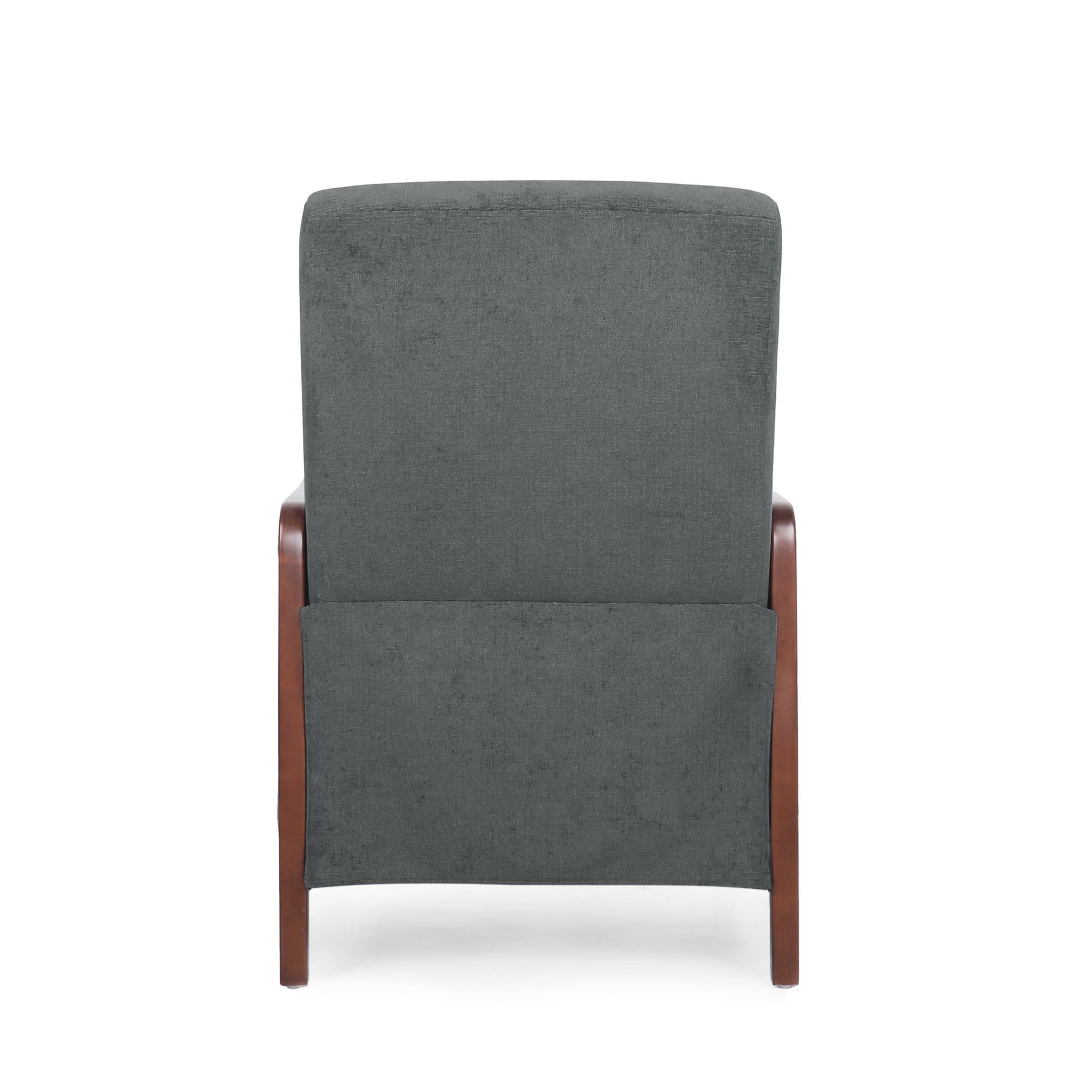Mendota - Mid Century Modern Fabric Channel Stitch Wood Pushback Recliner - Gray