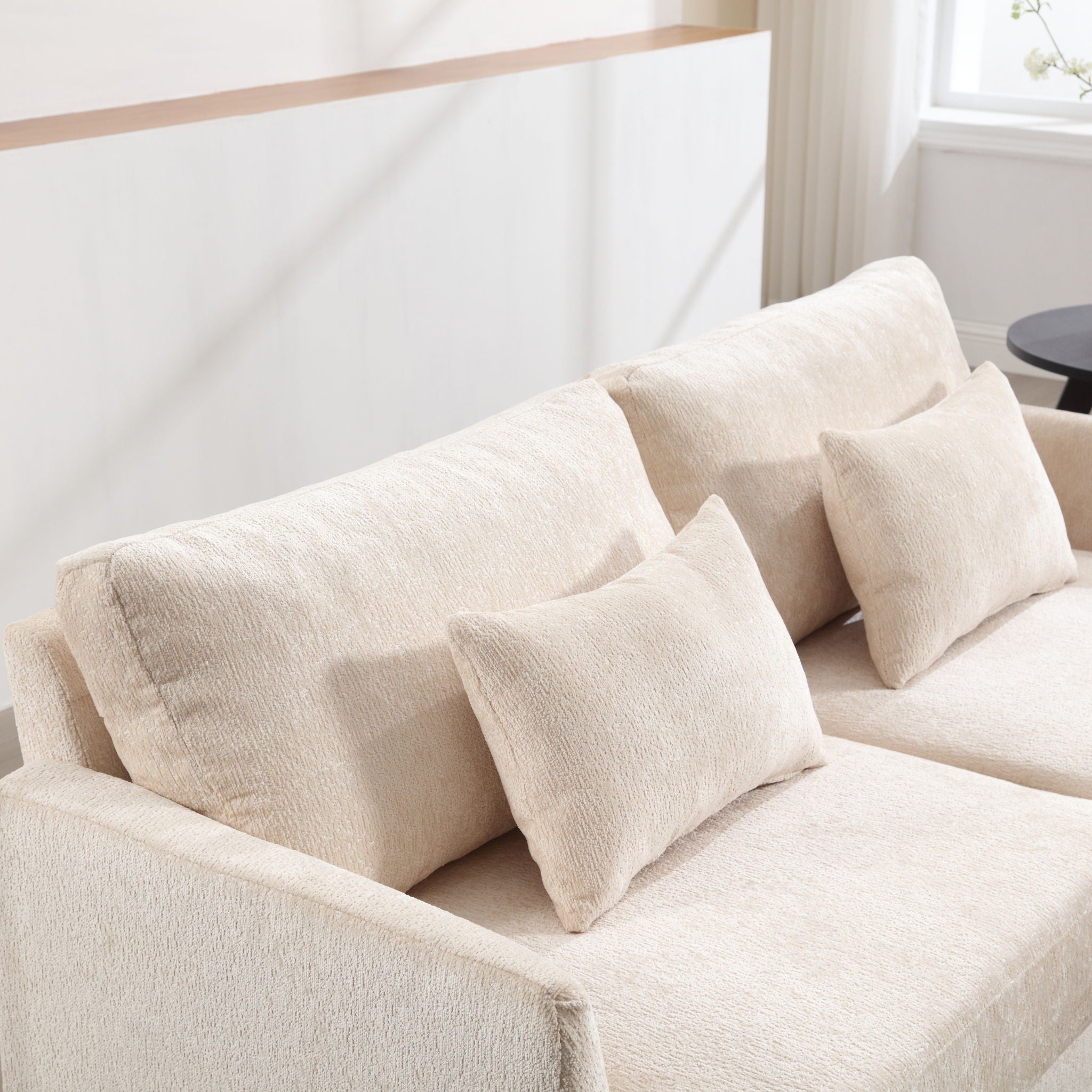 Mid Century Modern Chenille Fabric Loveseat Sofa, 2 Seat Upholstered Couch