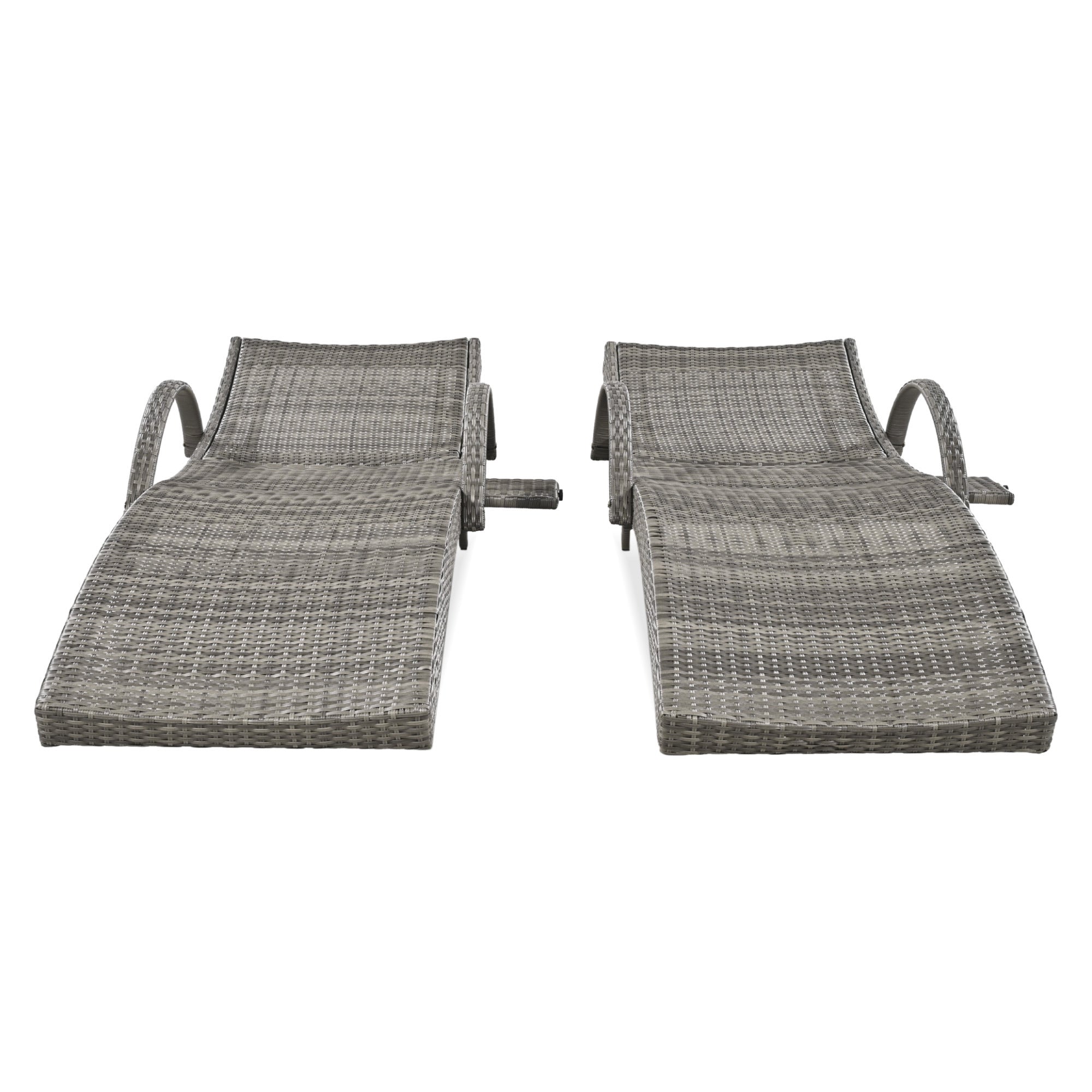 K&K 80" Outdoor Wicker Chaise Lounge Chairs Set of 2