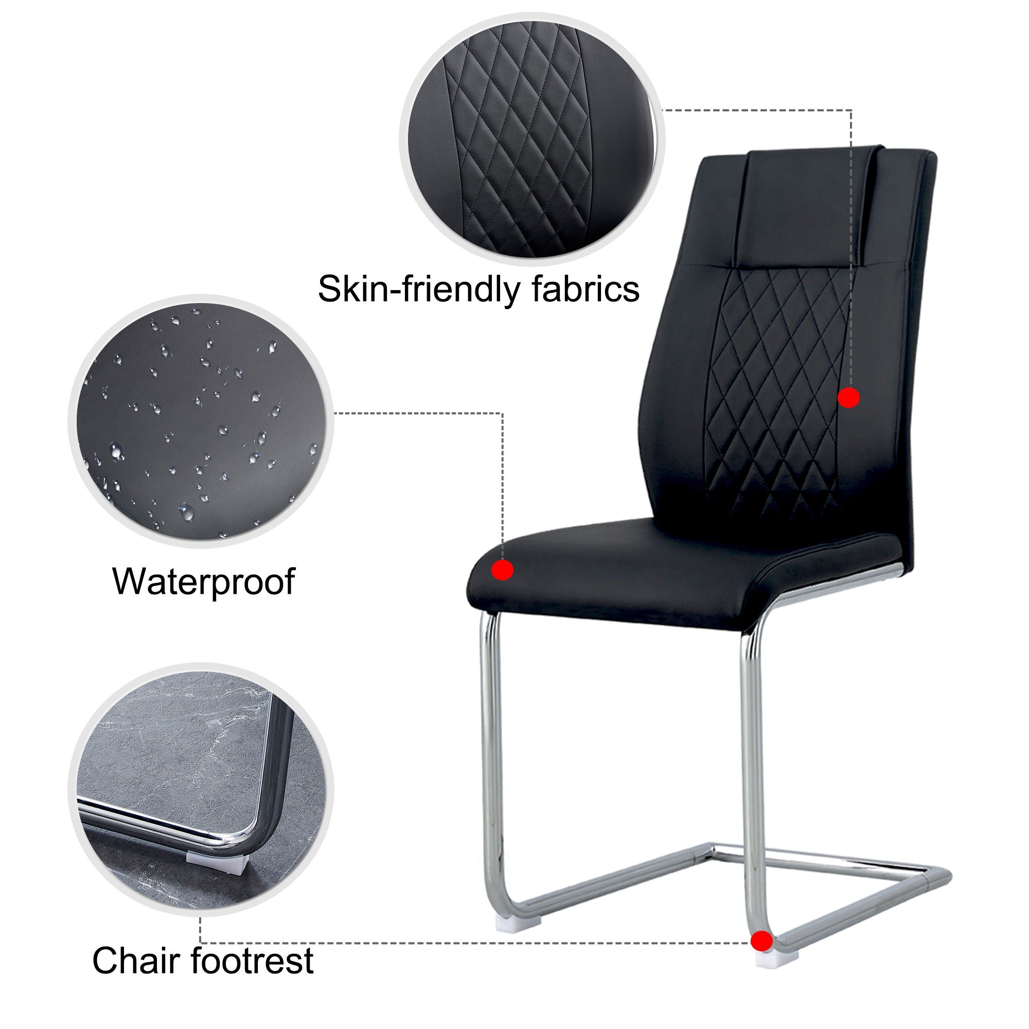 Modern Dining Chairs With Padded Seat, Metal Legs