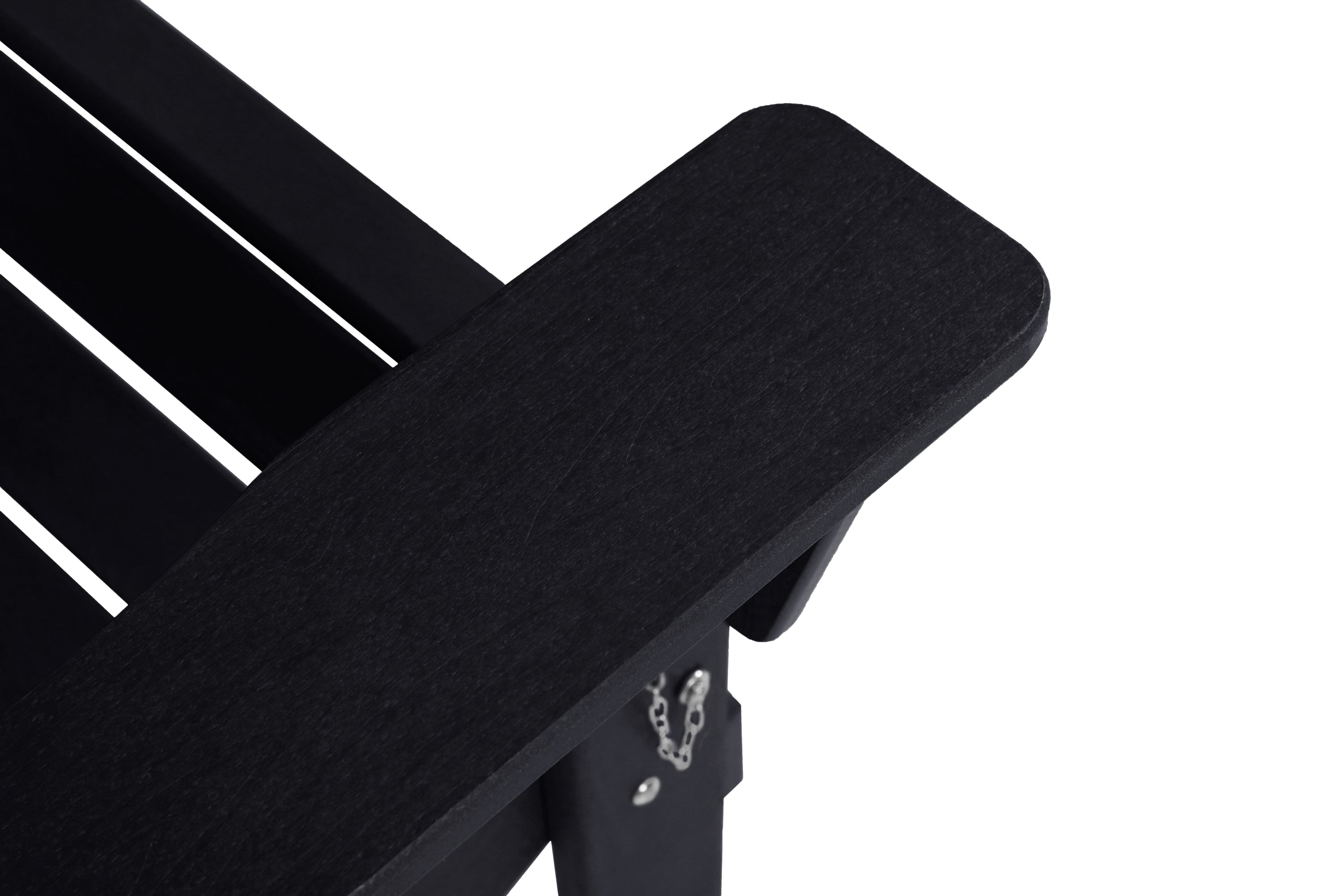 Folding Adirondack Chair with Side Table, 3-Piece Adirondack Chair Set with Wood Texture, Black(includes 2 Chairs and 1 Table)