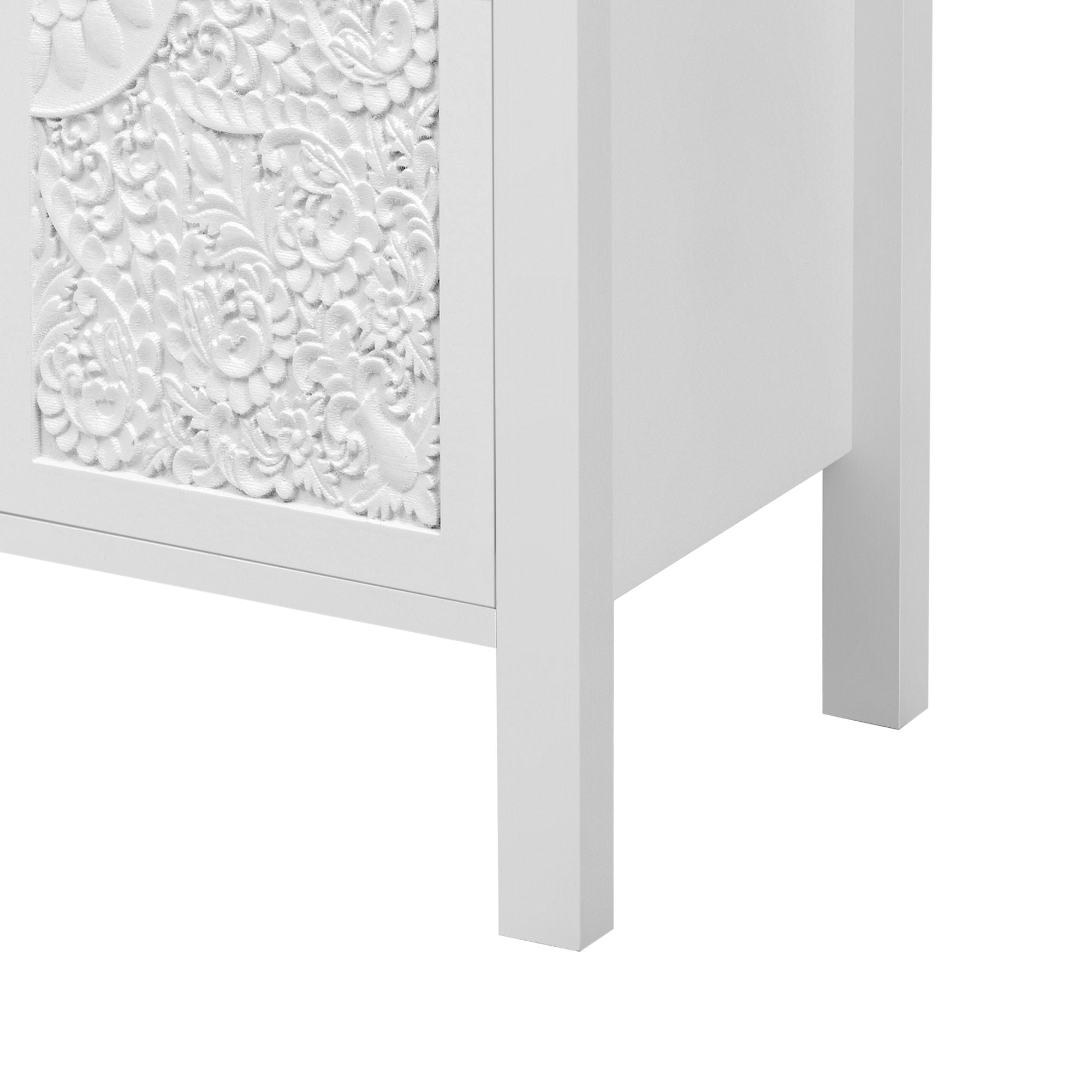 Retro TV Stand For TVs Up To 43", Entertainment Center Media Console Cabinet With 3 Spacious Cabinets, Glass Cabinet Doors And Anti-Tip Device For Living Room - White