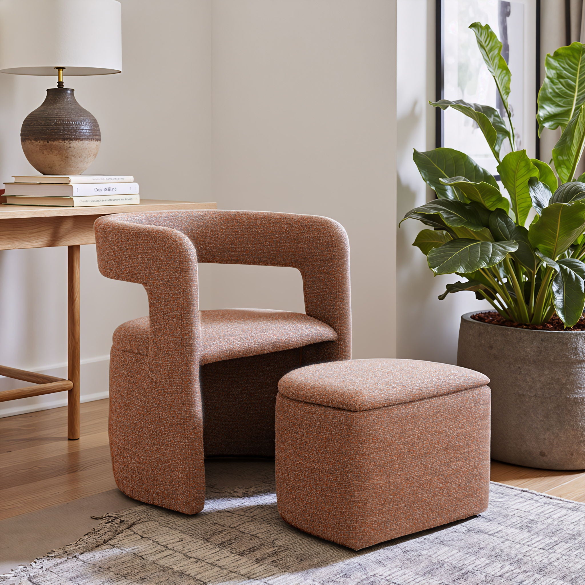 Atria - Accent Chair & Ottoman - Tawny Brown