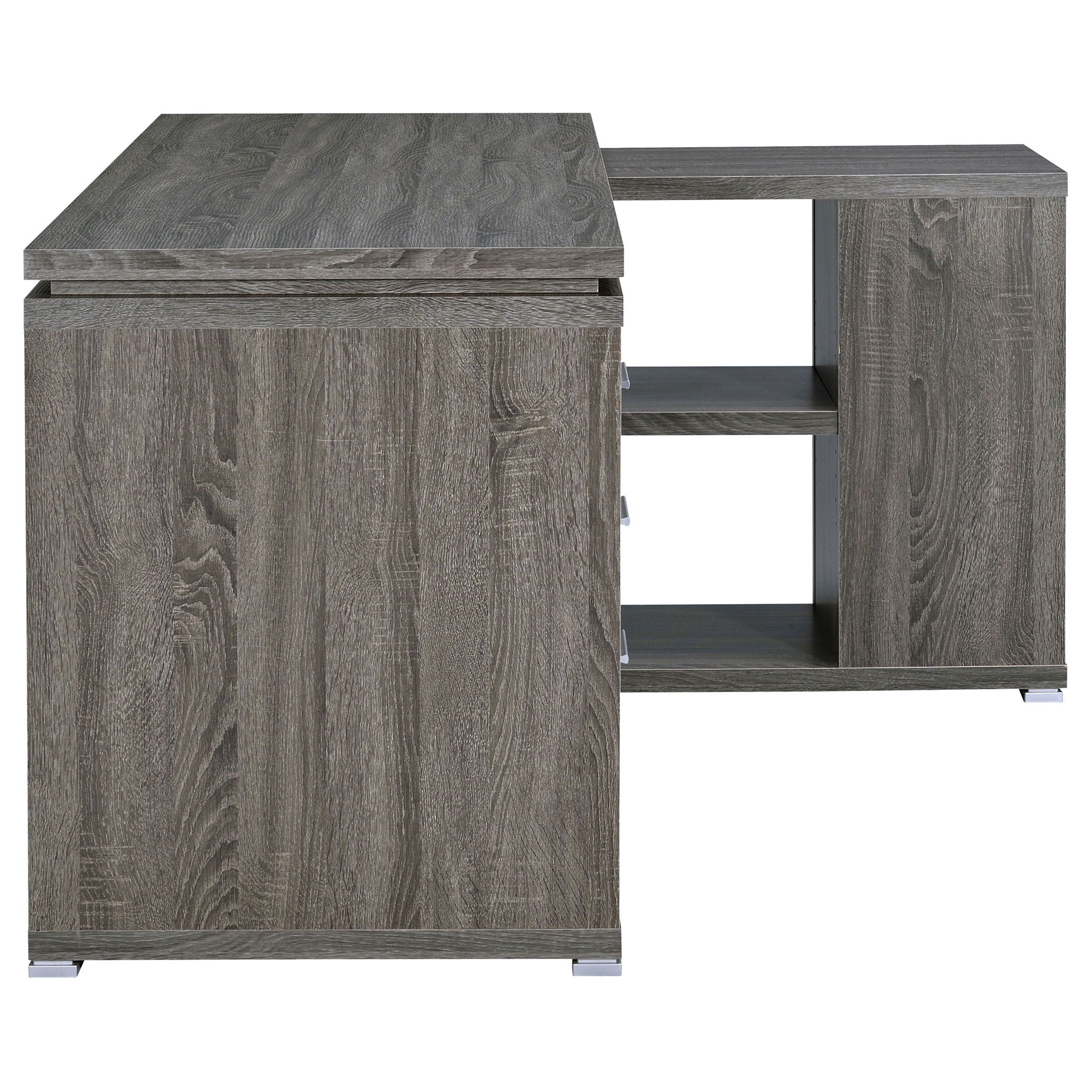 Transitional L Shape Computer Desk With Multiple Storage And Built In File Cabinet