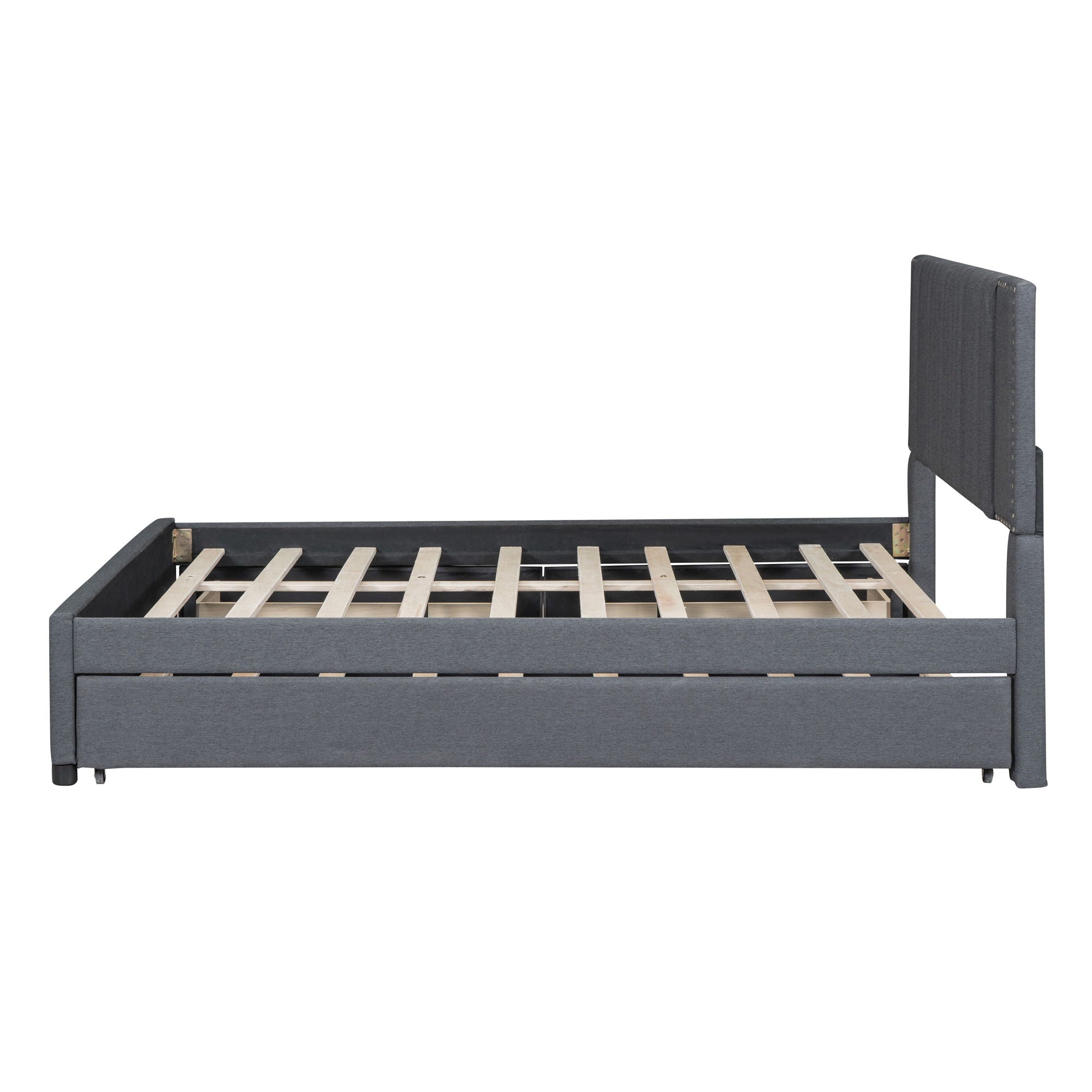 Upholstered Platform Bed With Drawers, Classic Headboard Design