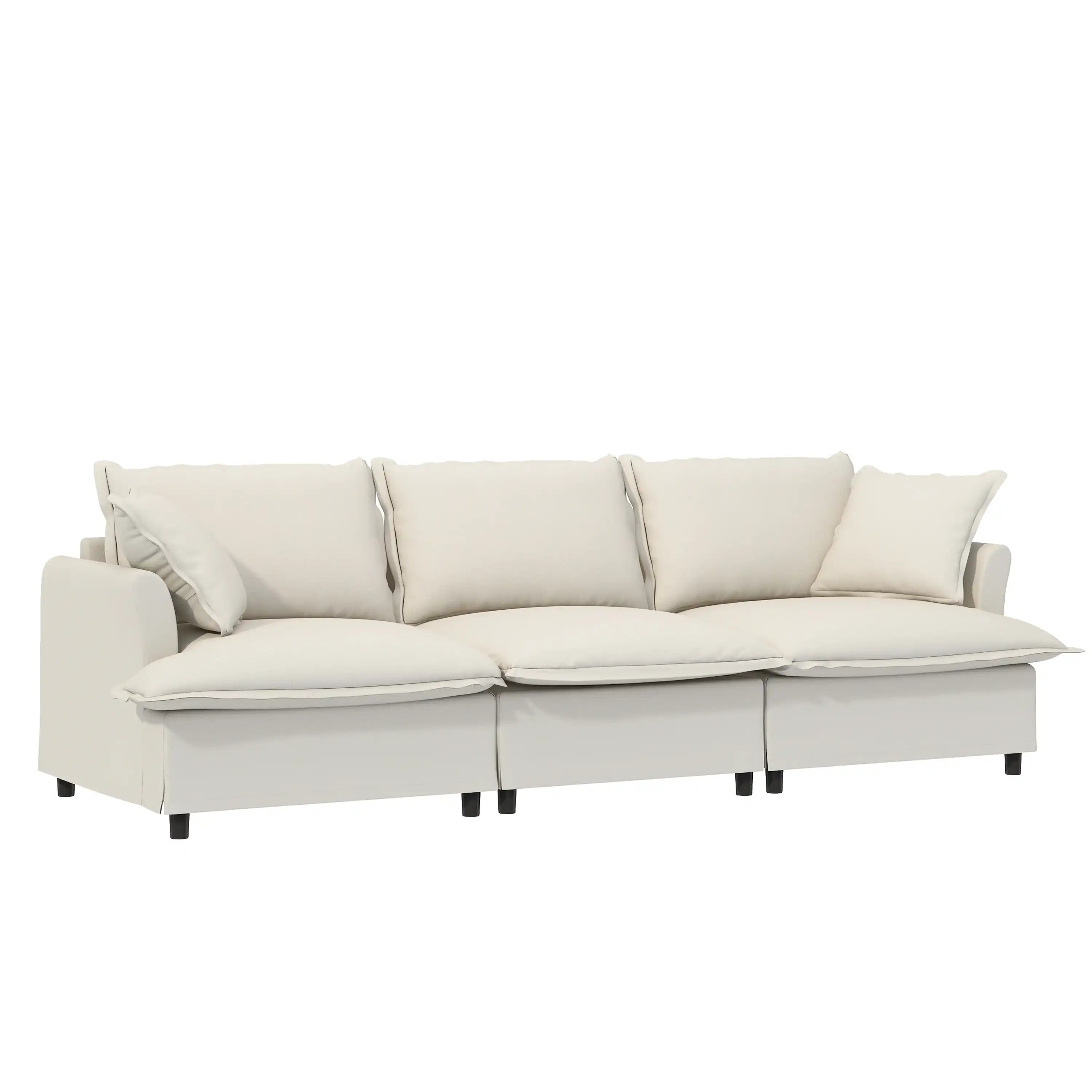 Chenille 3 Seat Modular Cloud Couch with Throw Pillows