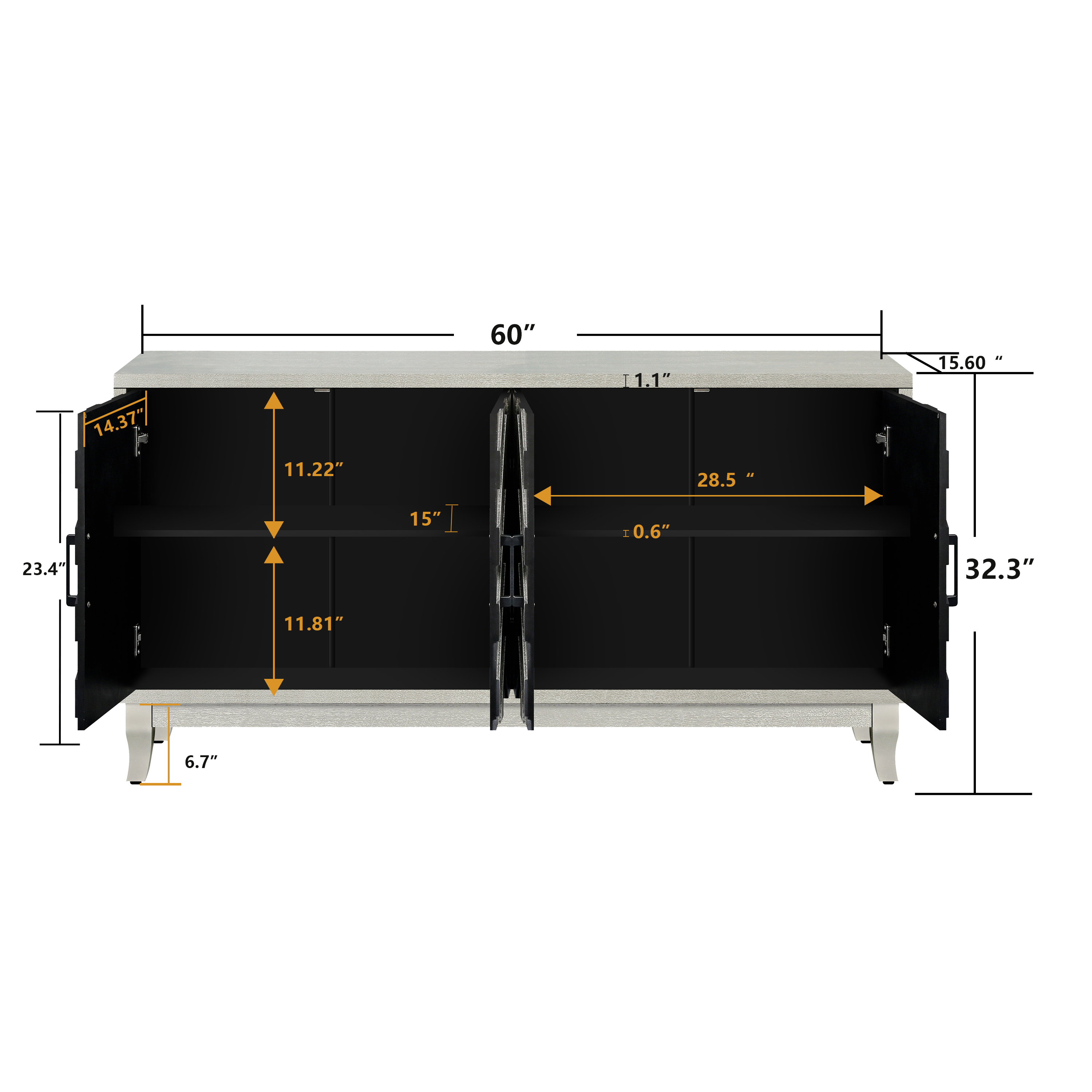 Chevron 4-Door Sideboard Cabinet