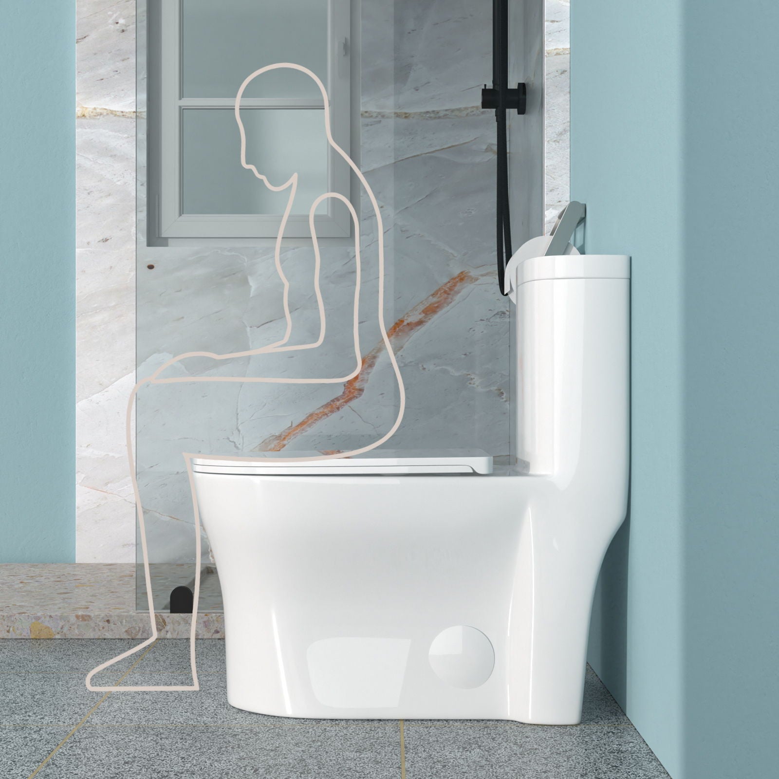 1 Piece Toilet For Bathroom, Dual Flush 1.22/1.6 Gpf, Soft Closing Seat - White