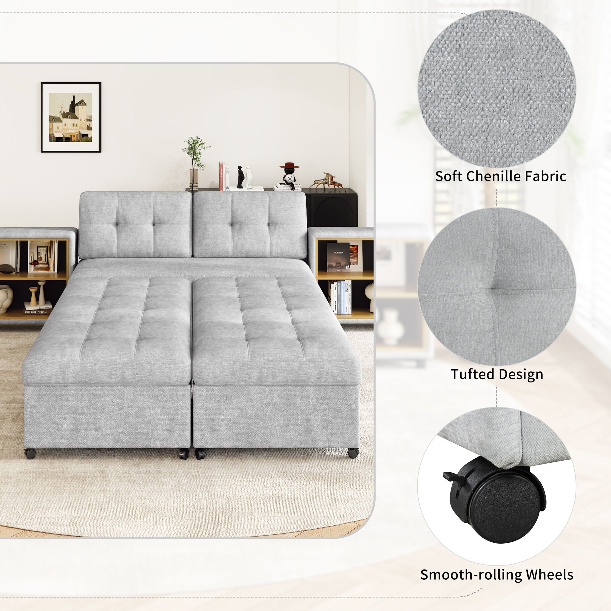 Versatile Modular Free-Combined Sofa With 2 Storage Racks