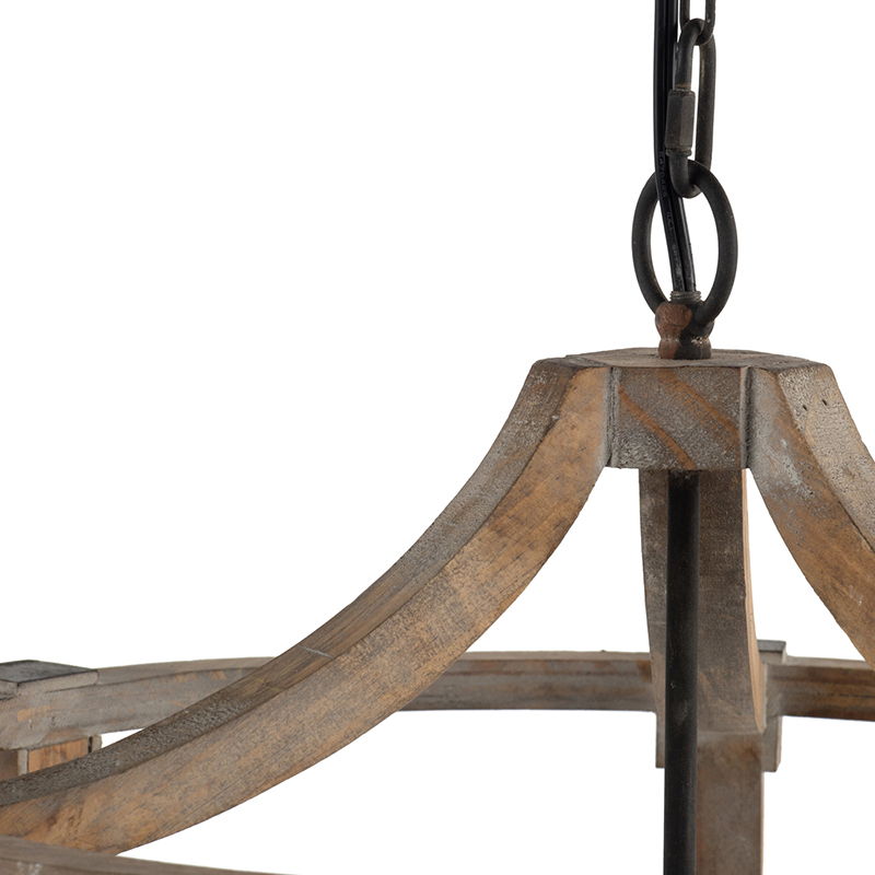 3 Light Wood Drum Chandelier