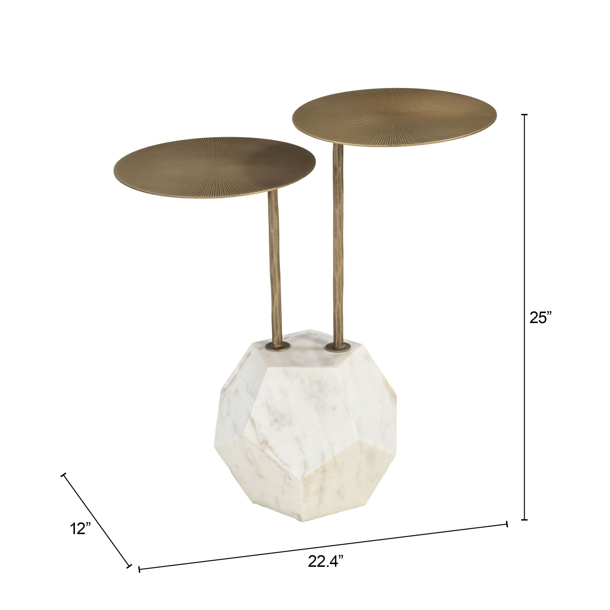 Anten - Side Table - Brass & White
