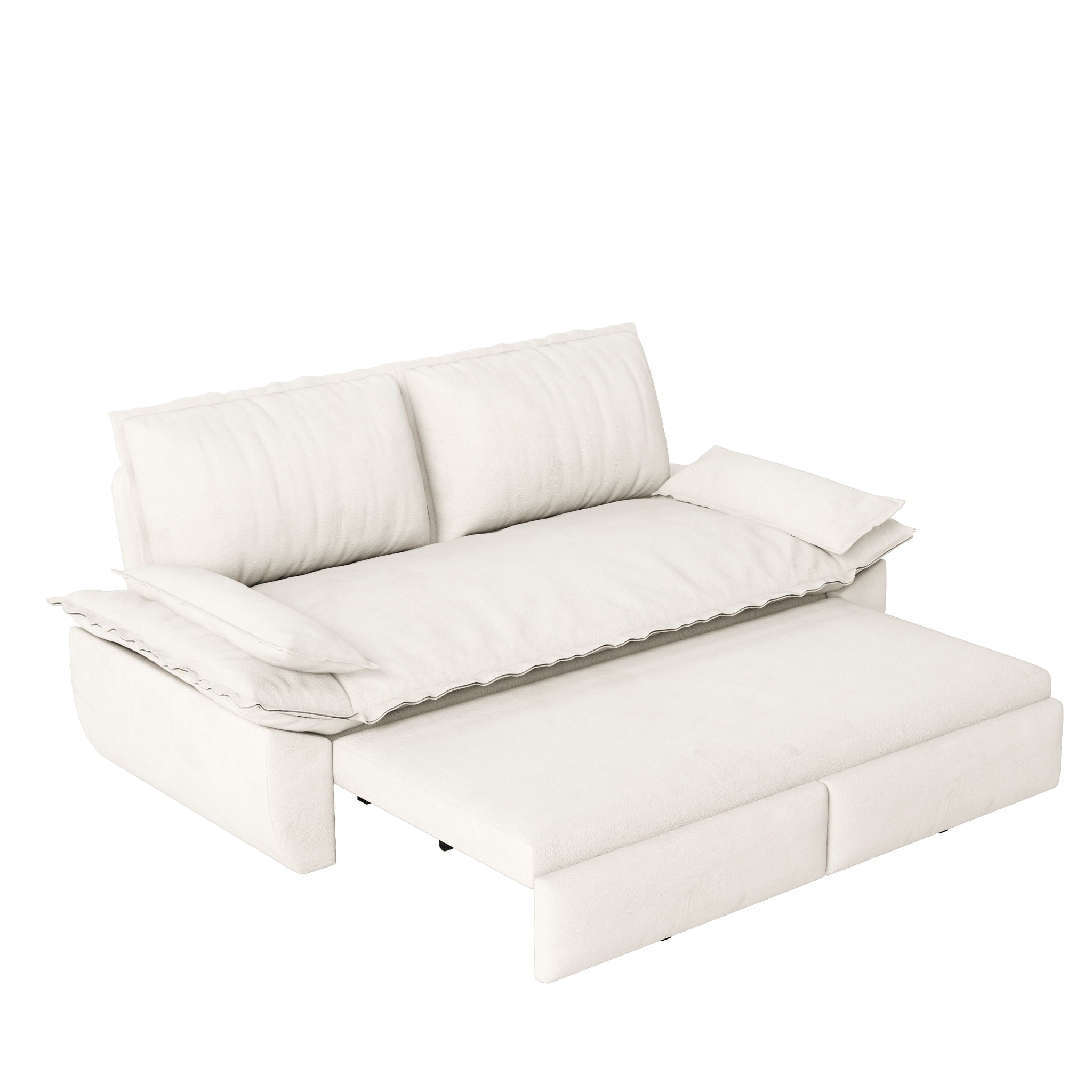 Queen Pull Out 3 In 1 Convertible Sleeper Sofa With Side Storage