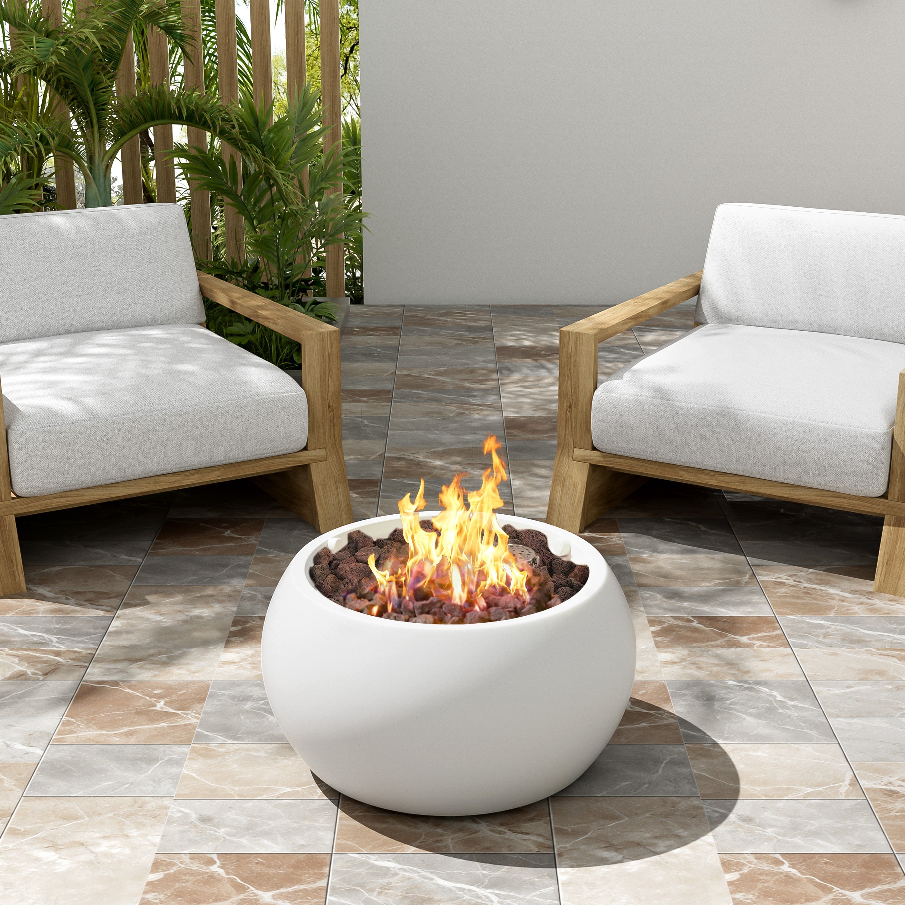 Patio MGO Propane Fire Pit, 40,000 BTU, White