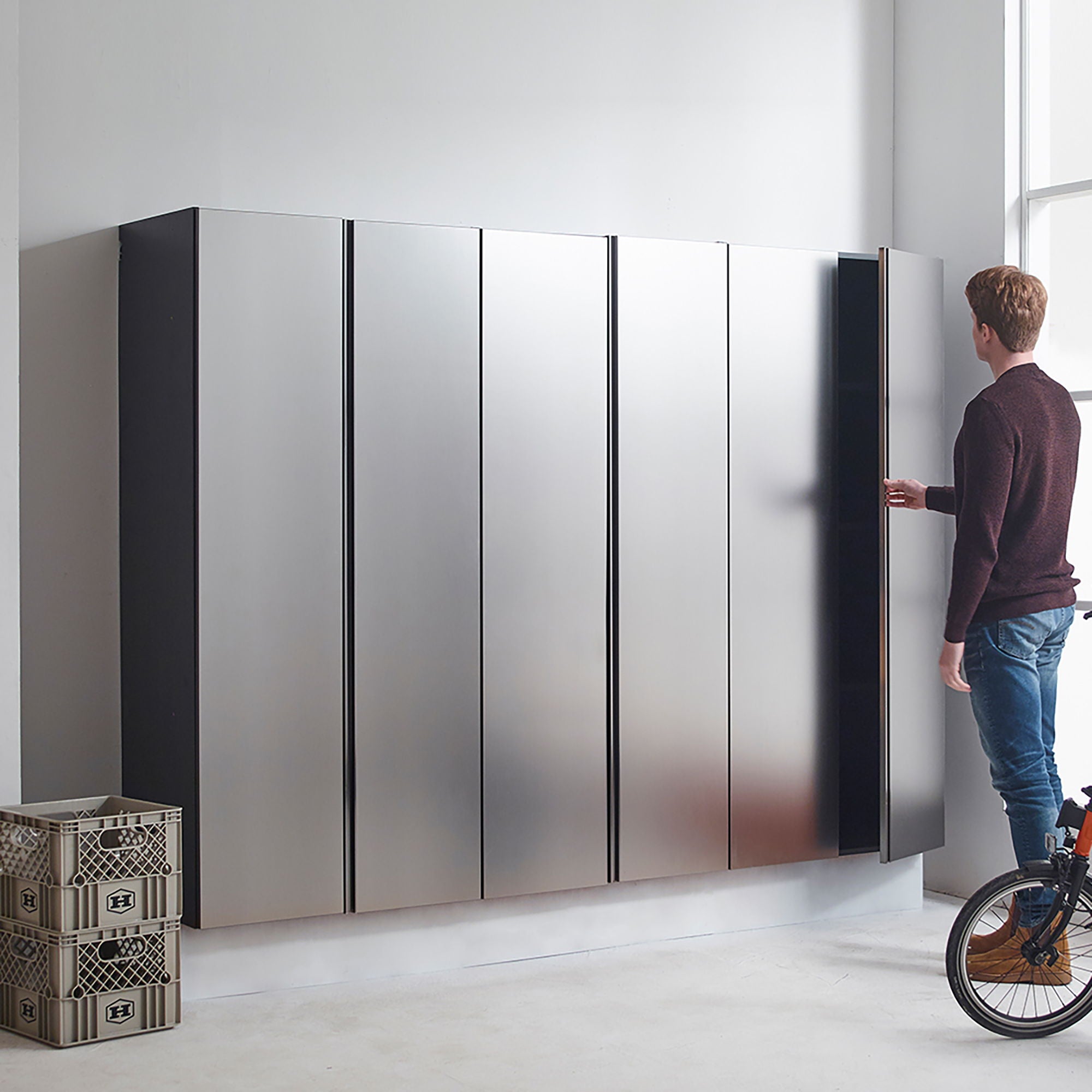 Nova Series - Wall Mounted Wood Utility Storage Garage Cabinet With Soft Closing Doors - Dark Gray